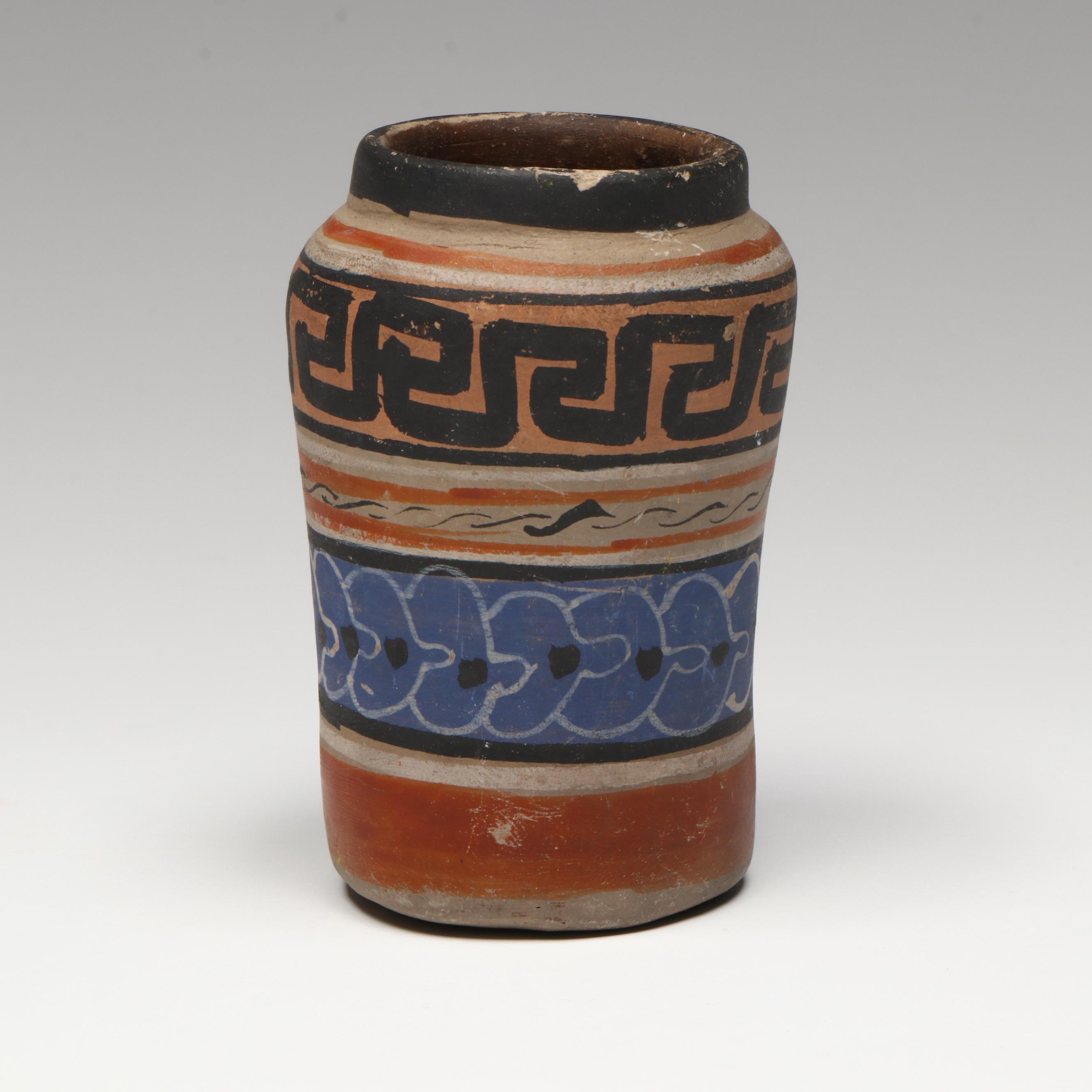 Southwestern Puebloan Poster Paint Ceramic Pots, Mid-20th Century