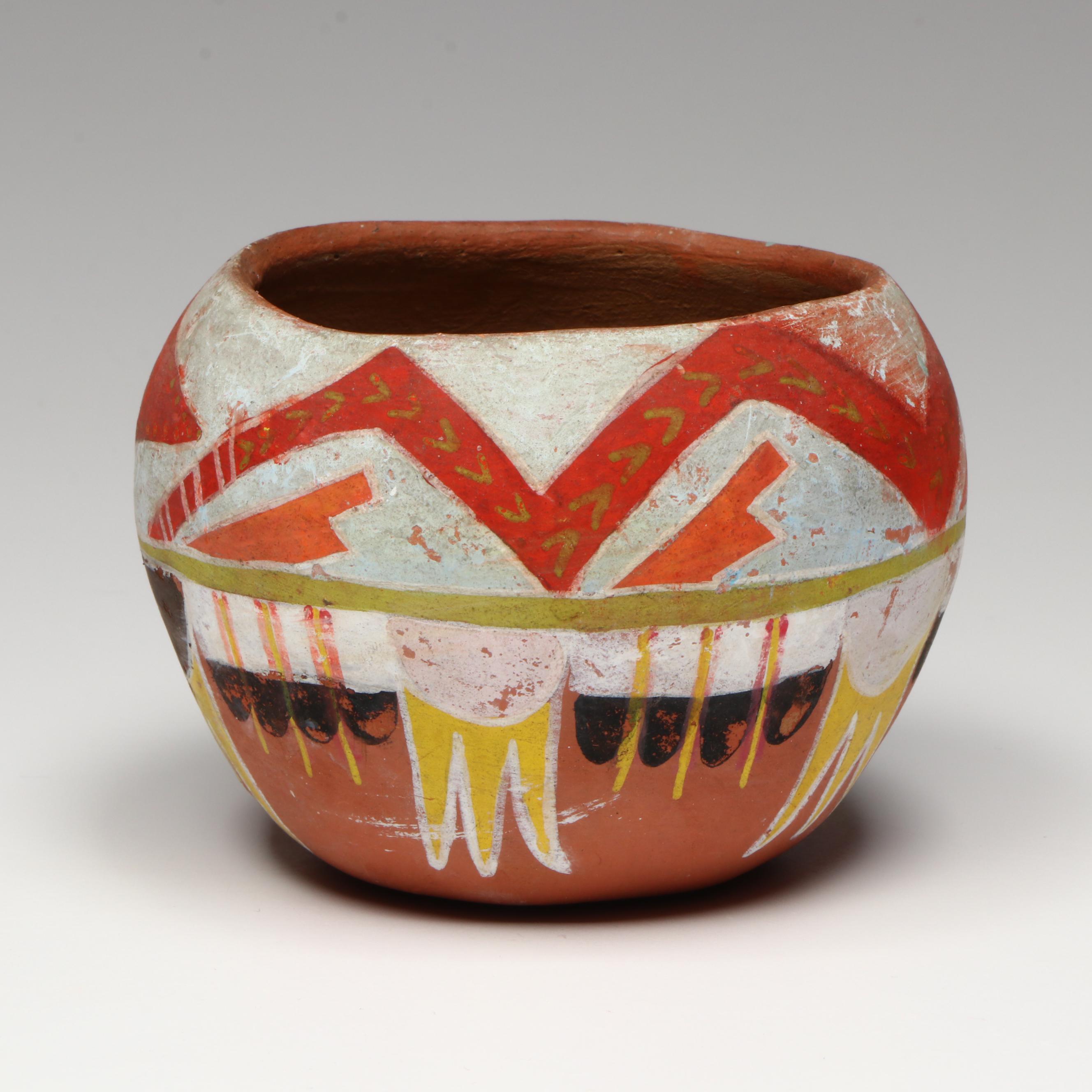 Southwestern Puebloan Poster Paint Ceramic Pots, Mid-20th Century