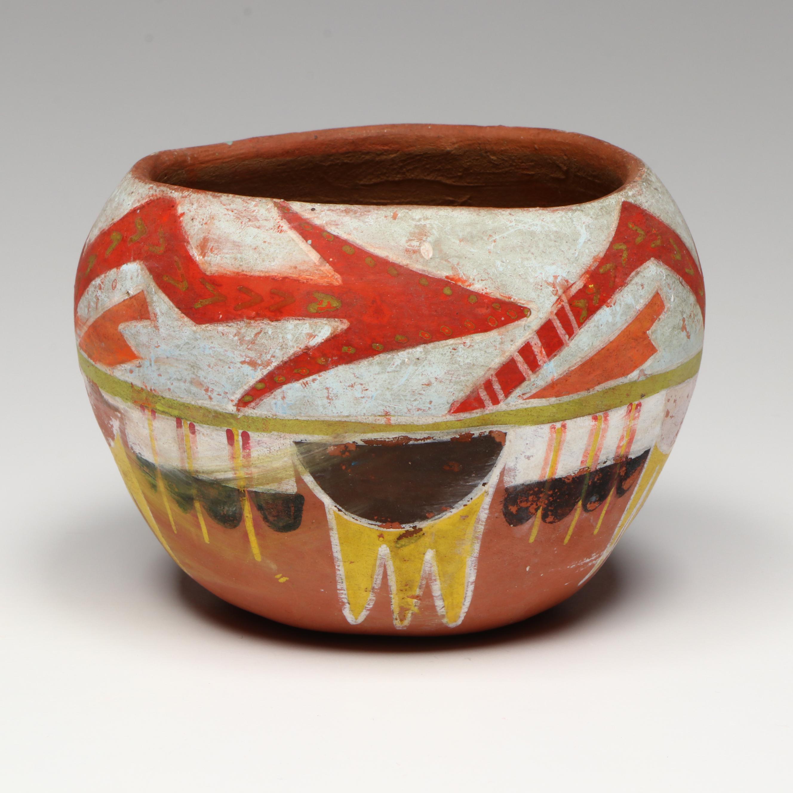 Southwestern Puebloan Poster Paint Ceramic Pots, Mid-20th Century