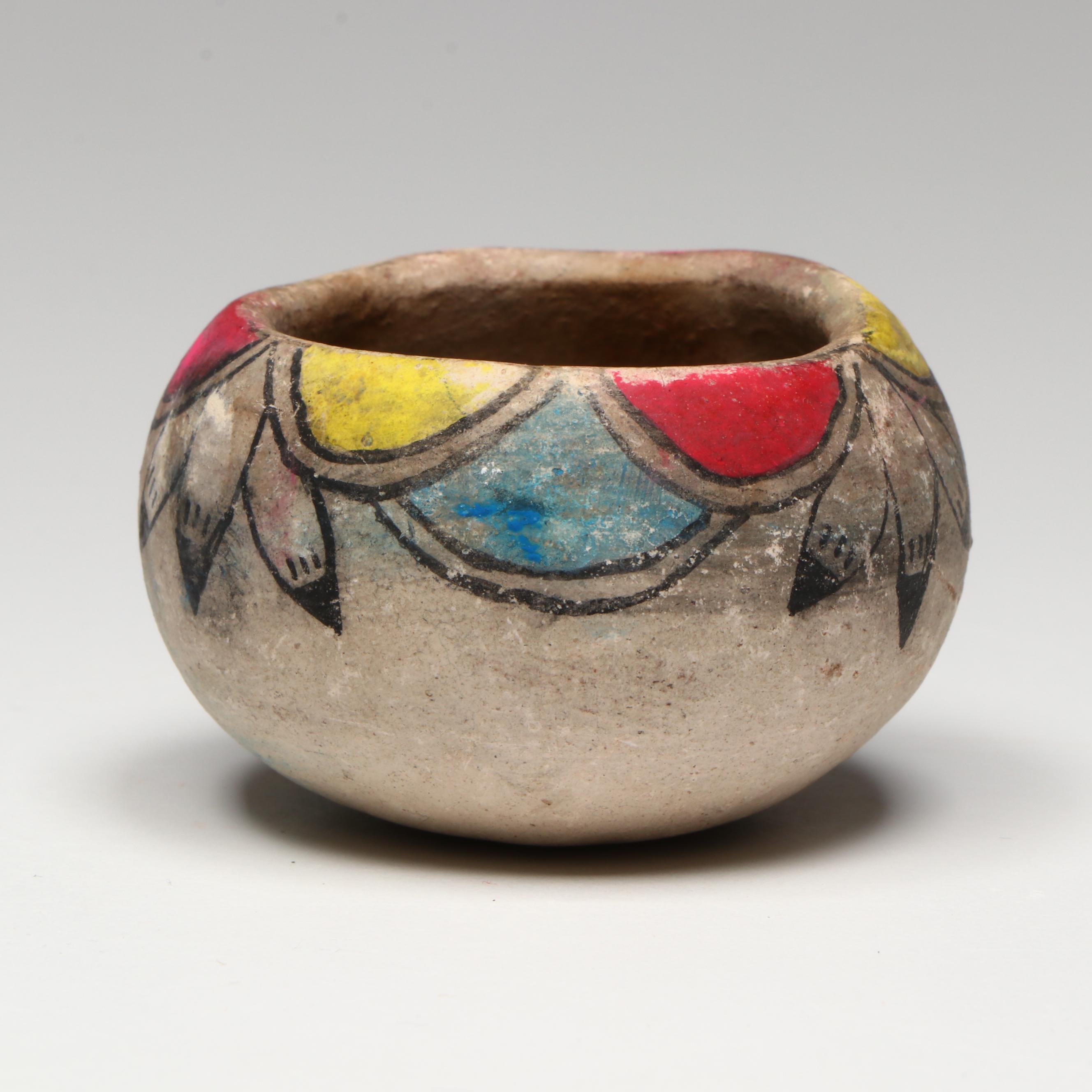 Southwestern Puebloan Poster Paint Ceramic Pots, Mid-20th Century