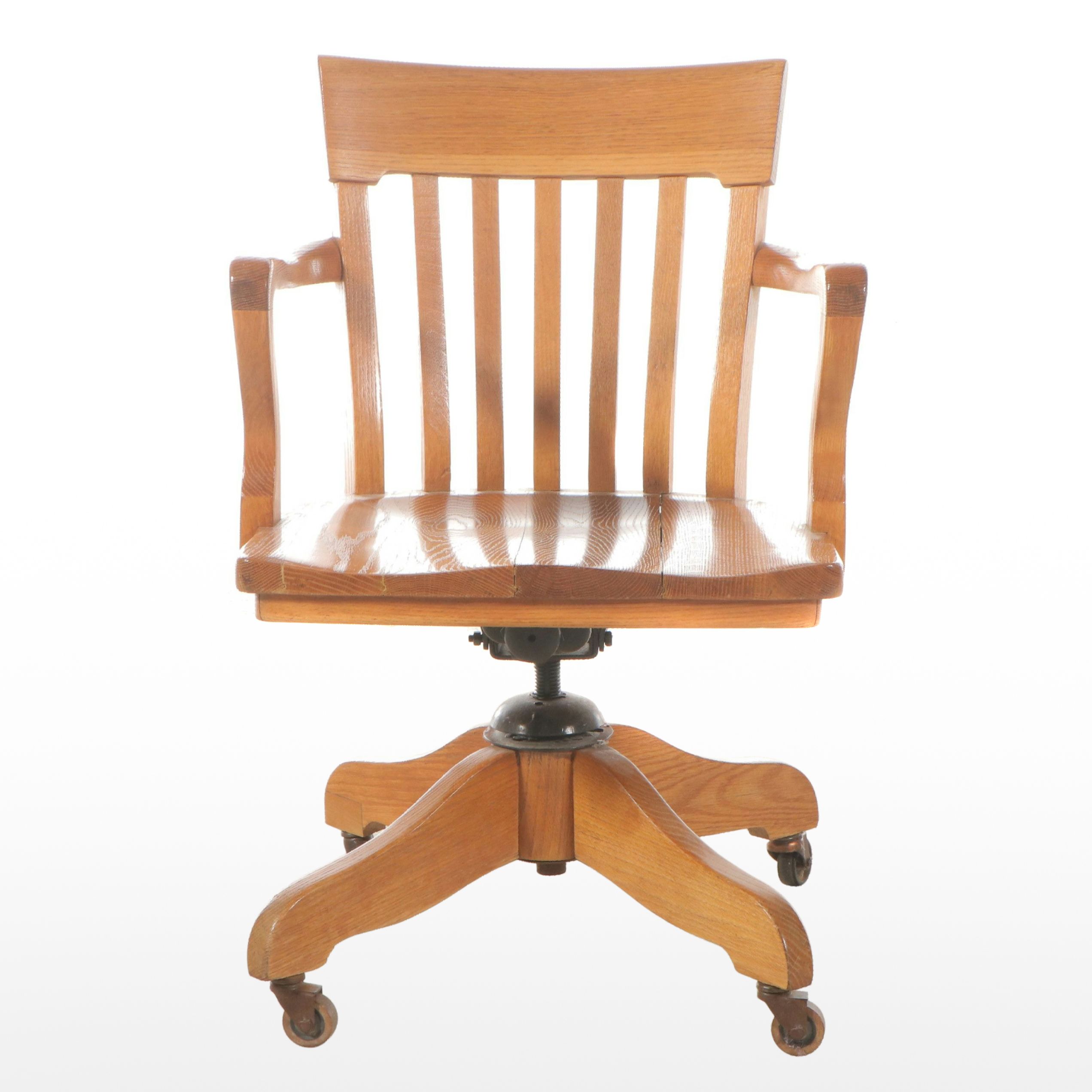 Oak Office Chair, Mid-20th Century