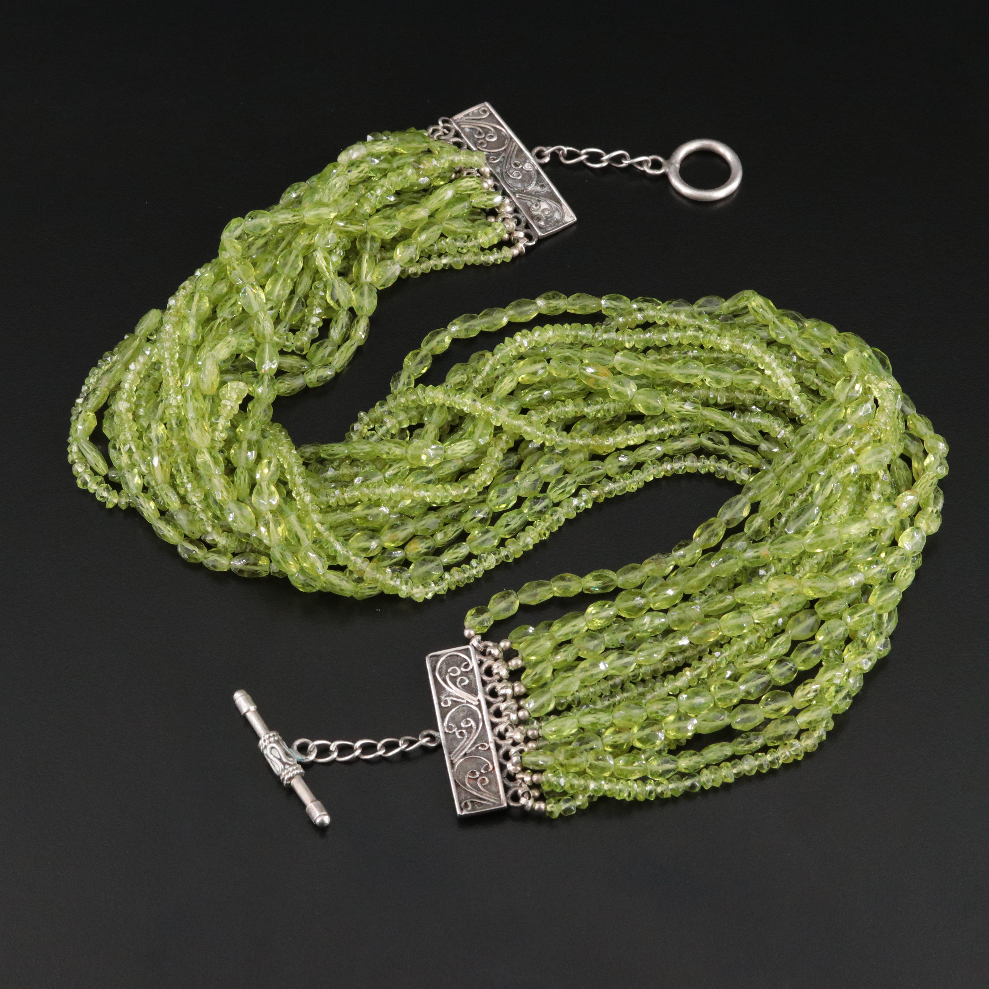 Sterling Peridot Torsade Necklace