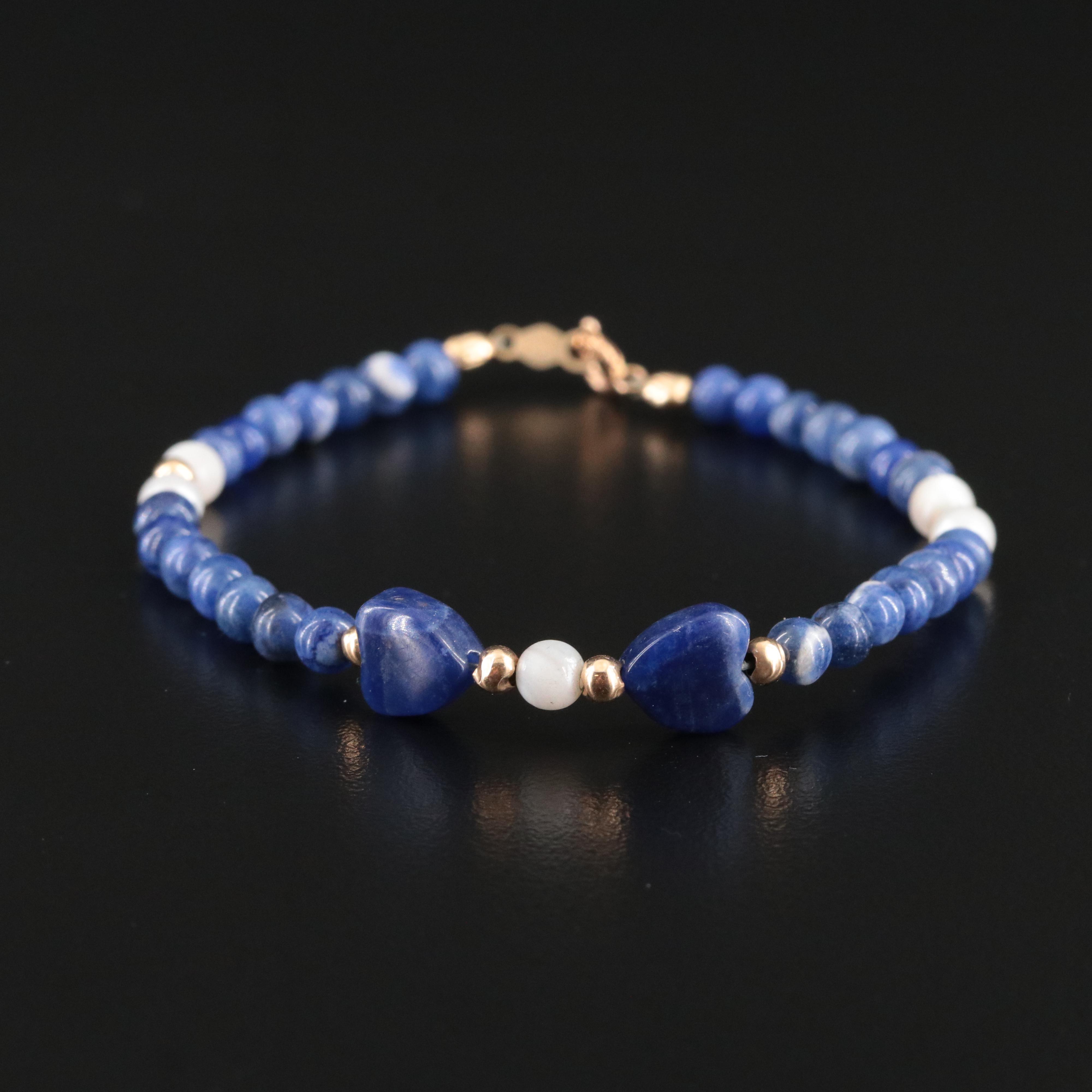 14K Lapis Lazuli and Shell Bracelet