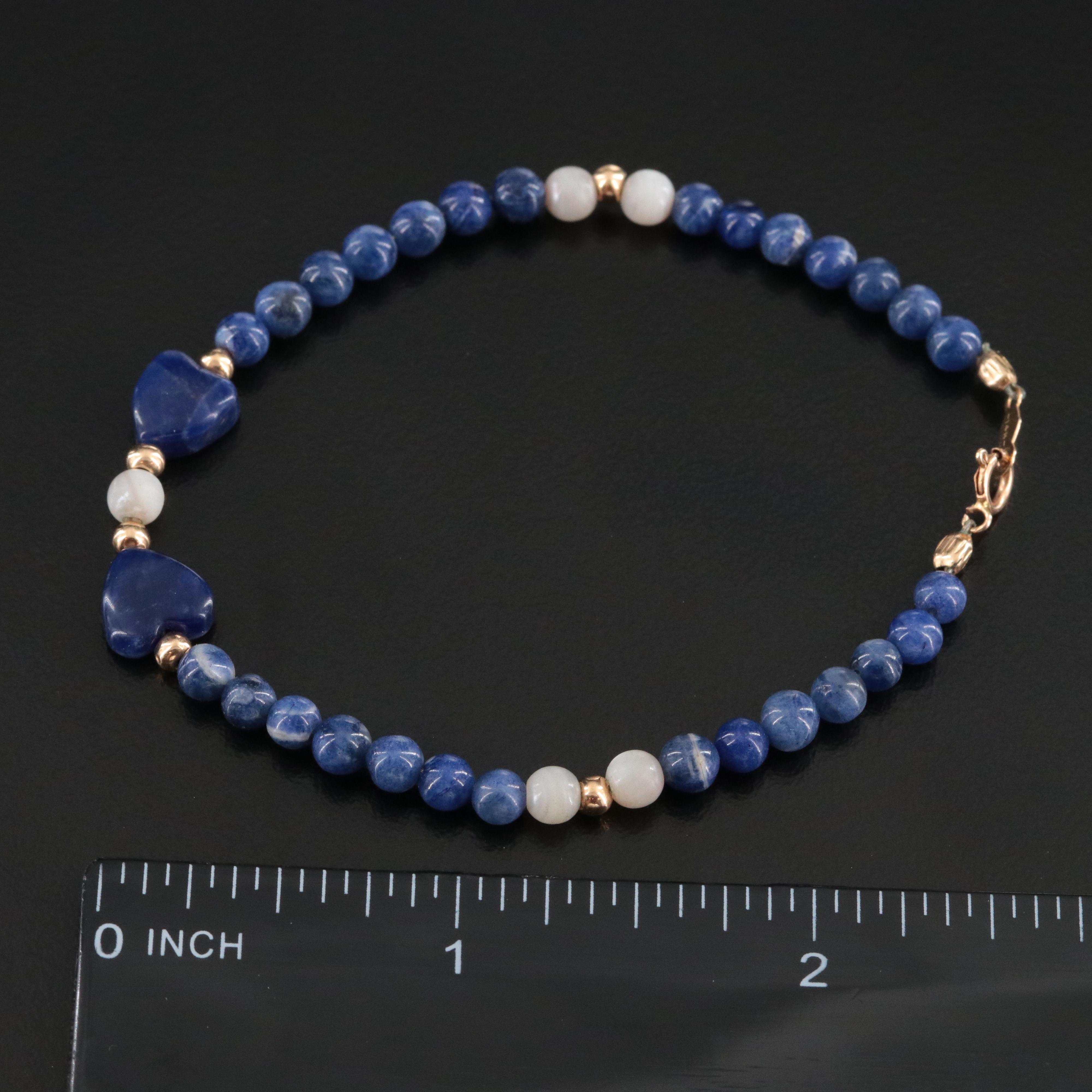 14K Lapis Lazuli and Shell Bracelet