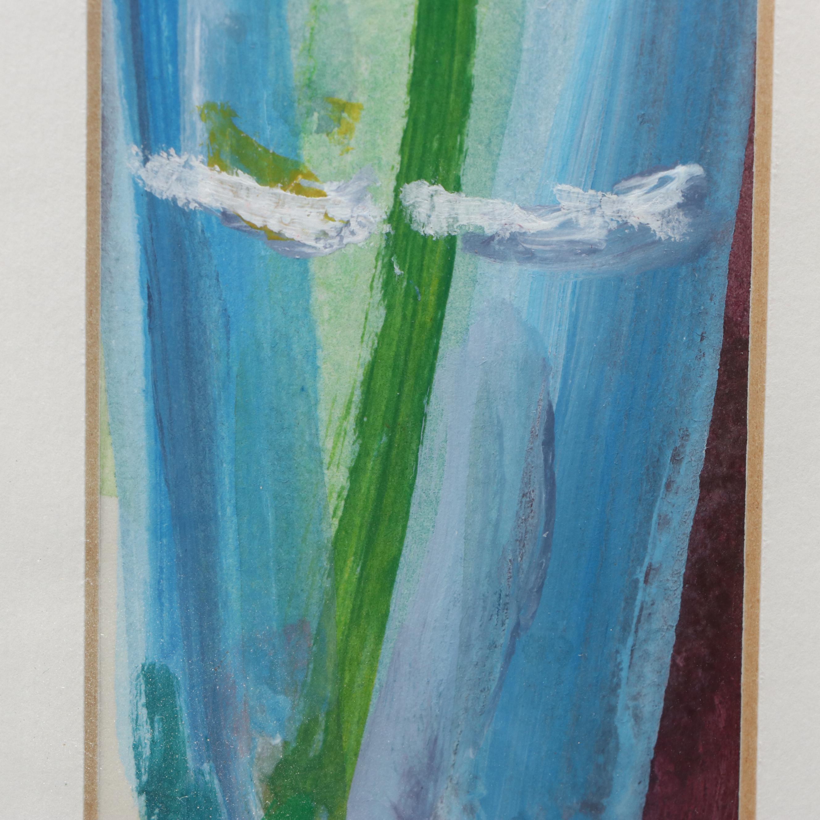 Floral Still Life Gouache Painting, 21st Century