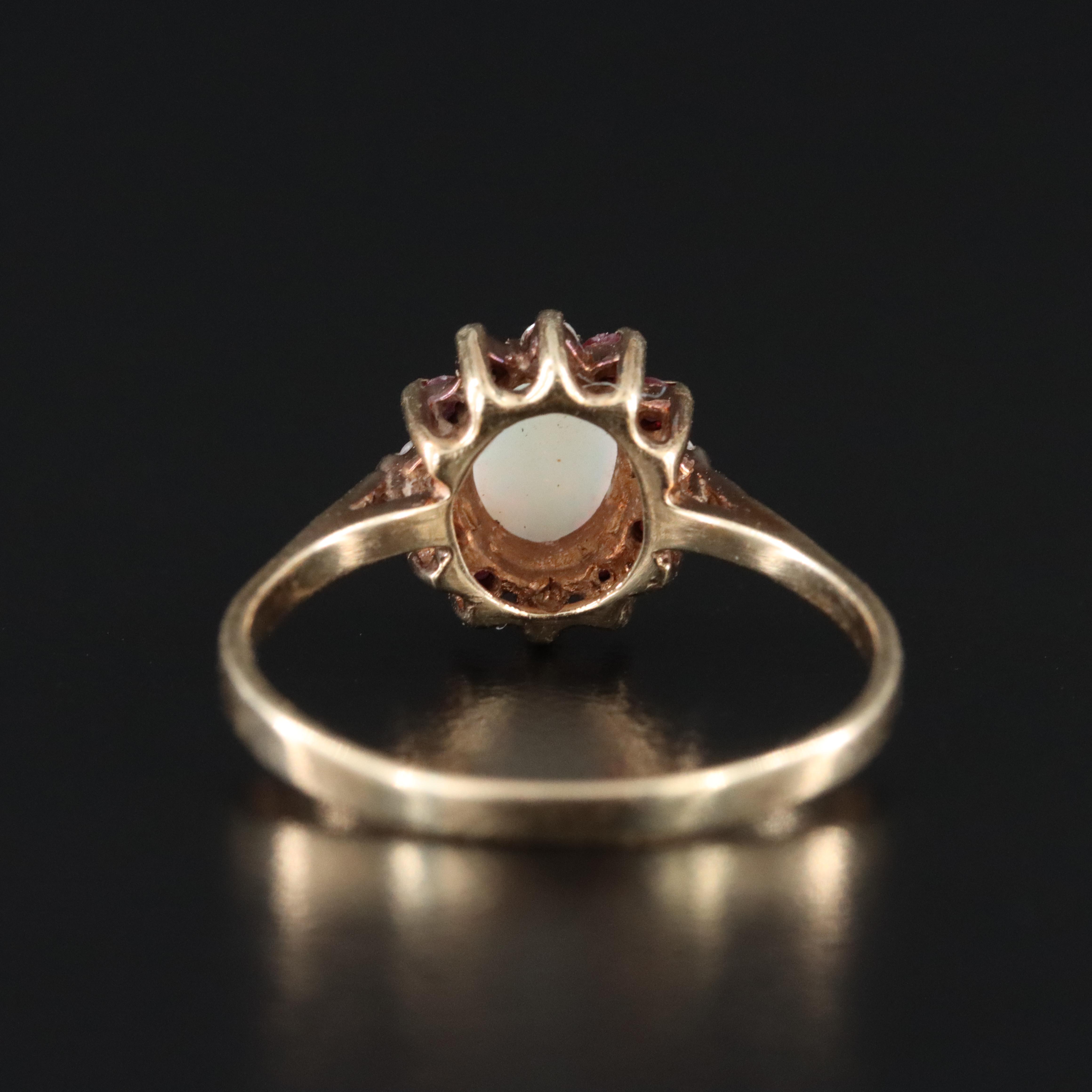 10K Opal, Ruby, and Diamond Ring