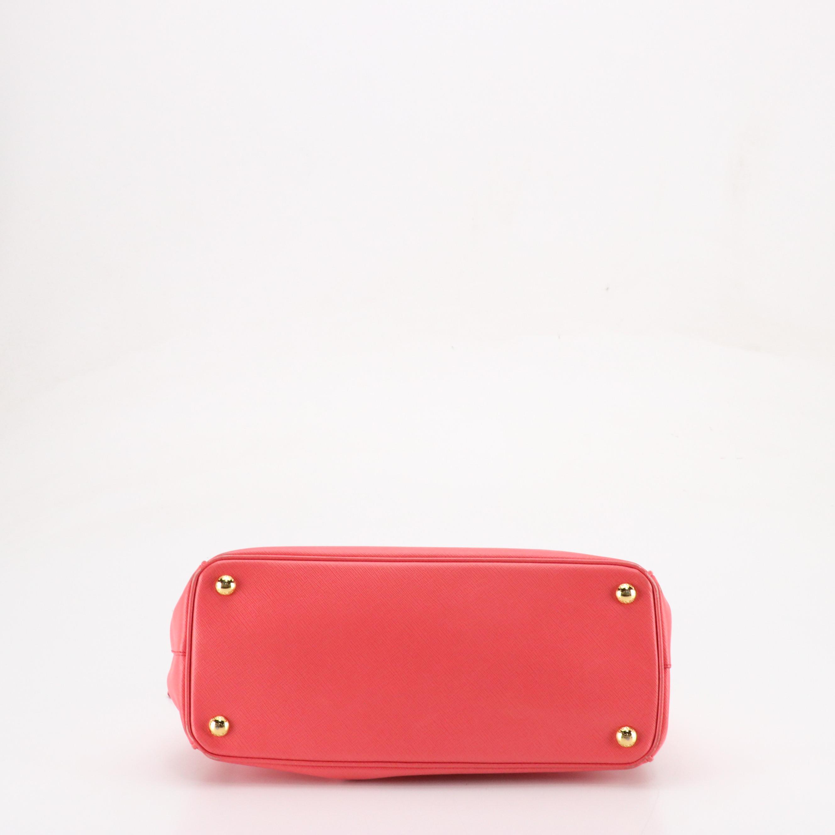 Prada Galleria Double Zip Two-Way Tote in Pink Saffiano Leather