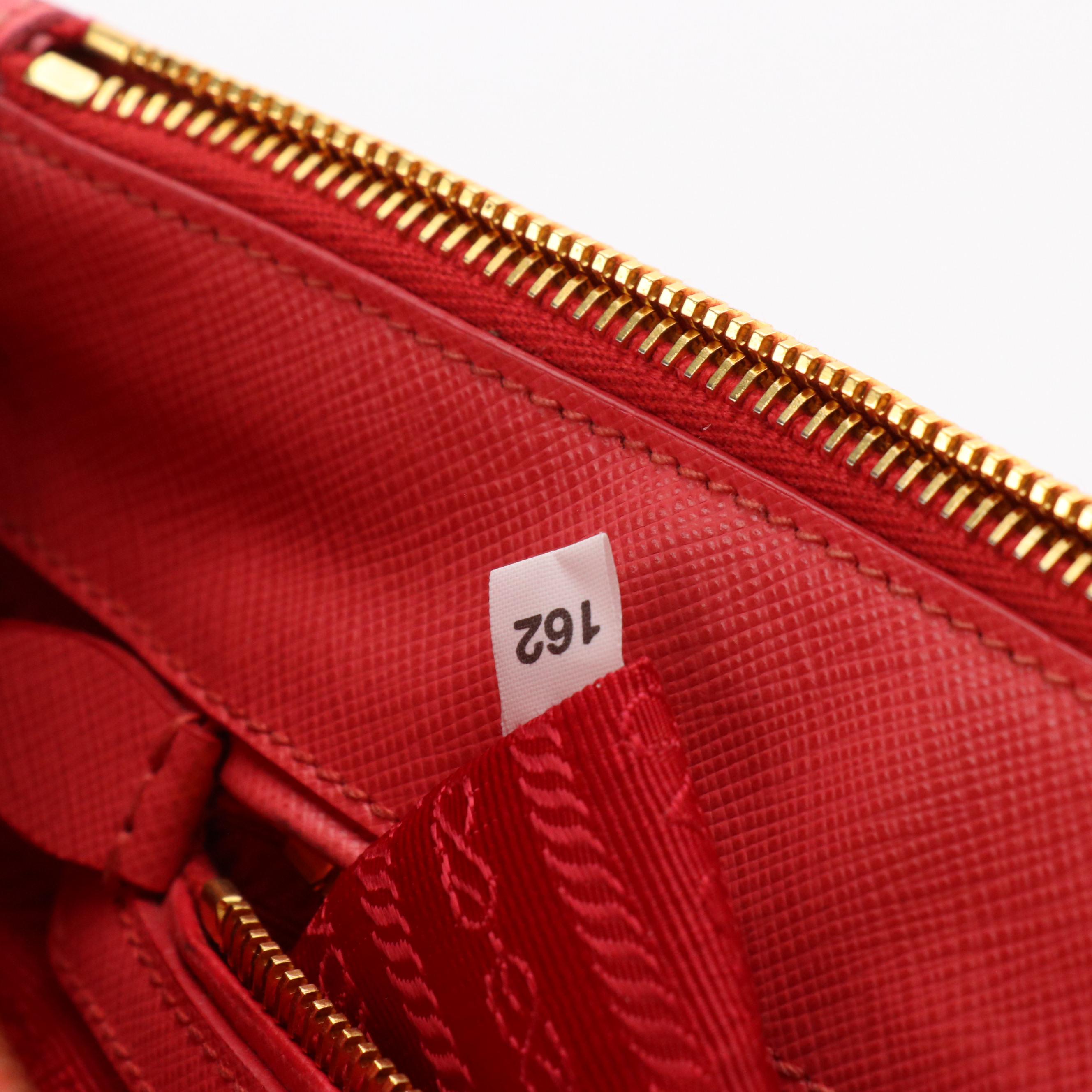 Prada Galleria Double Zip Two-Way Tote in Pink Saffiano Leather