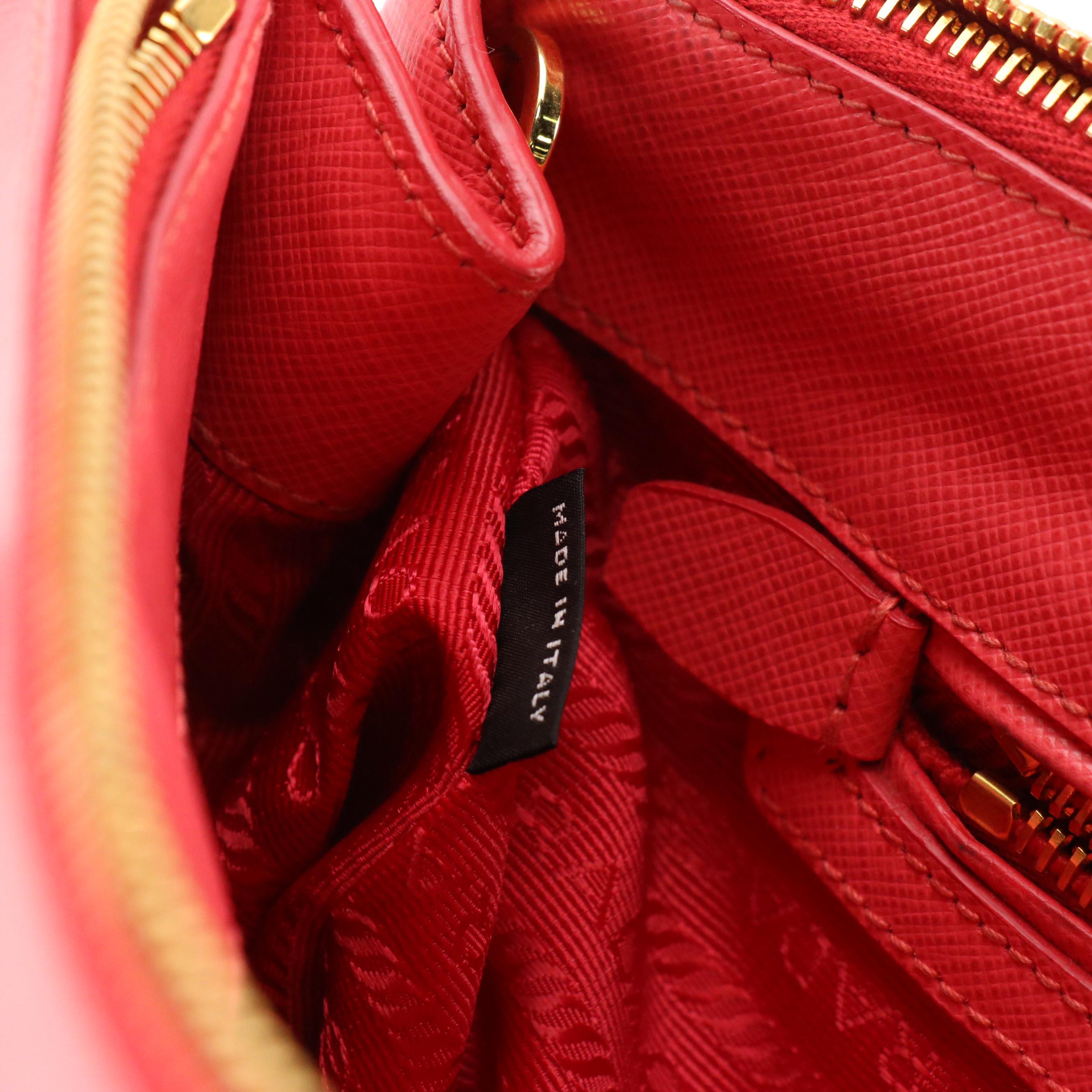 Prada Galleria Double Zip Two-Way Tote in Pink Saffiano Leather