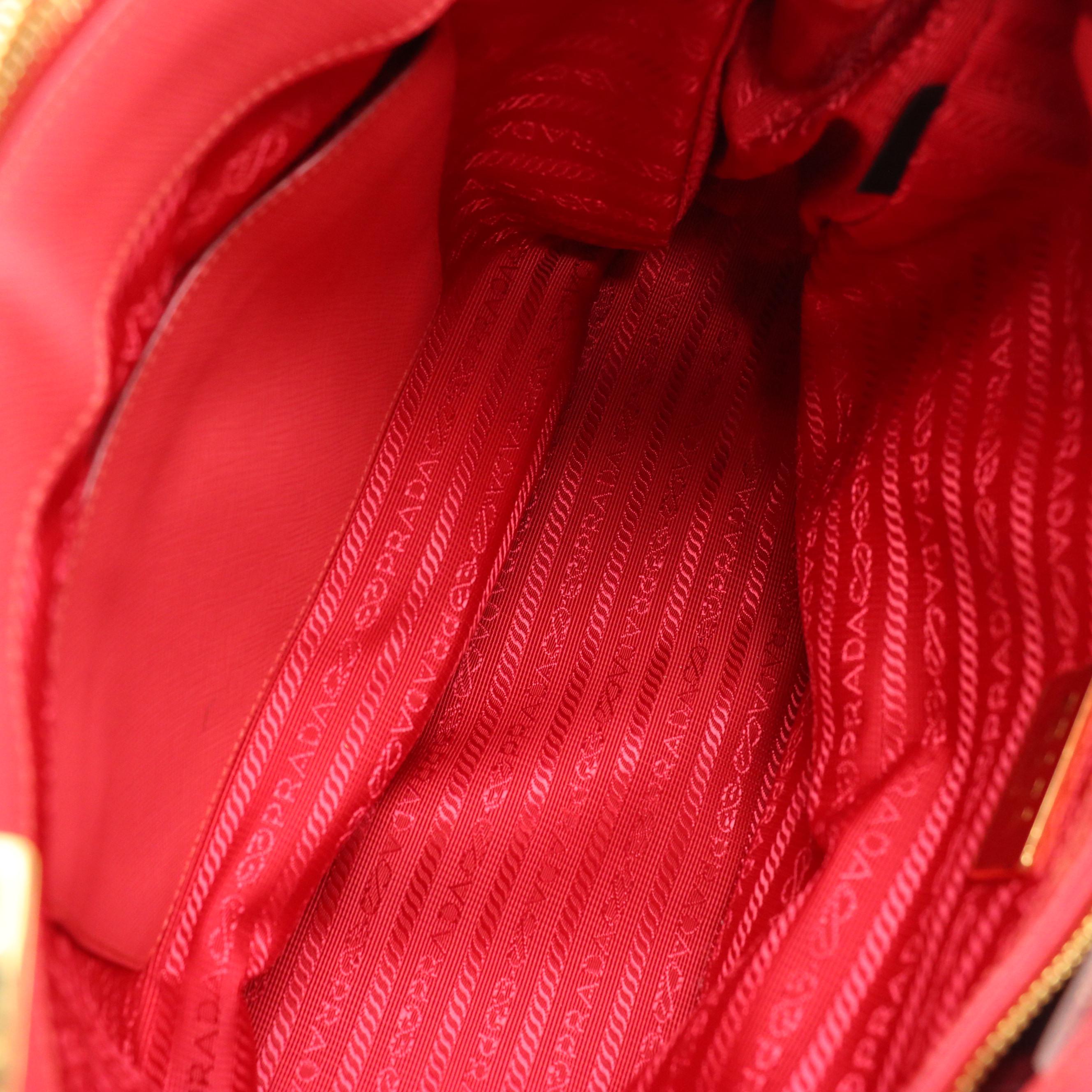 Prada Galleria Double Zip Two-Way Tote in Pink Saffiano Leather