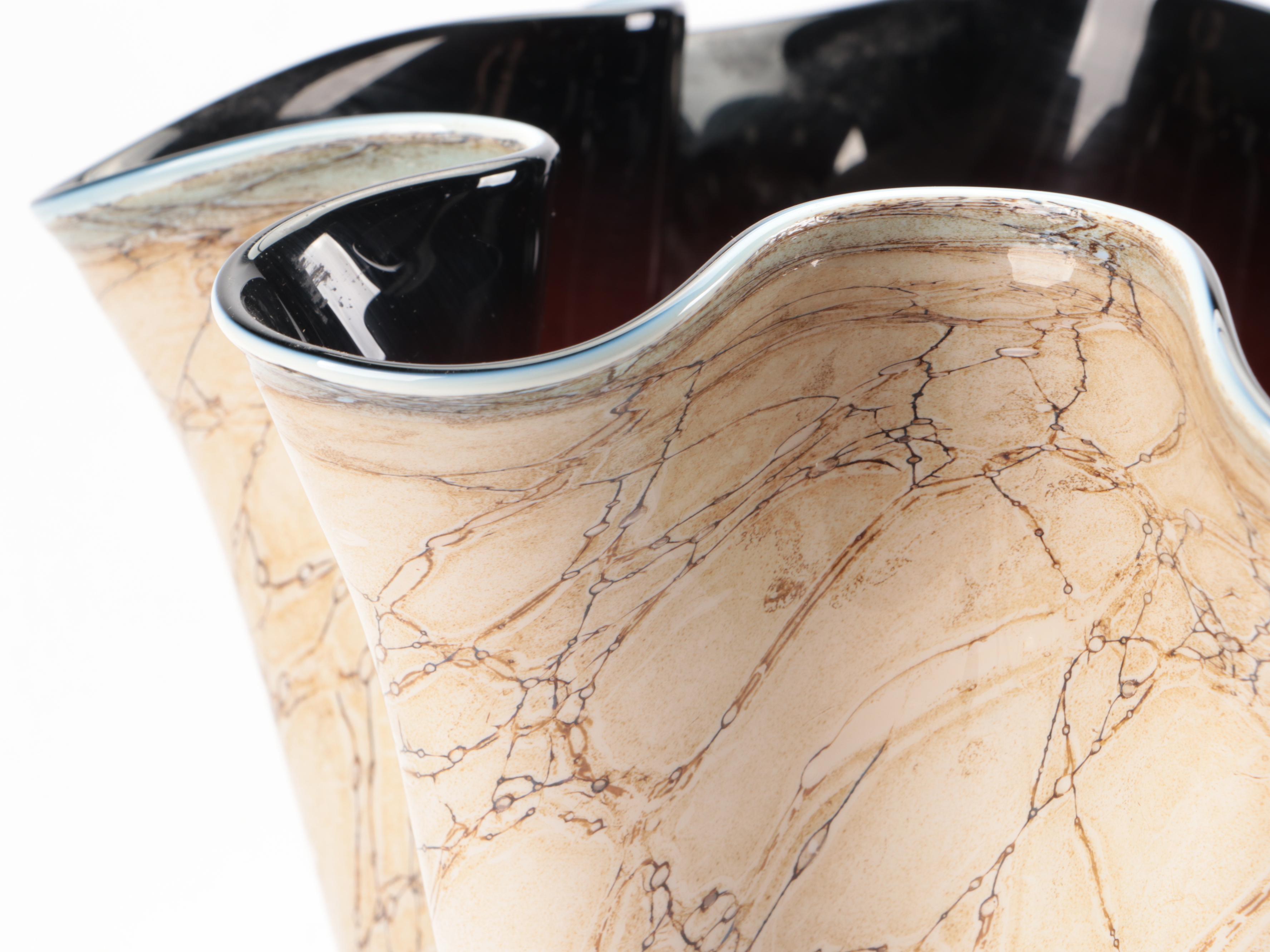 Sasaki Multicolor and Jozefina Krosno Handkerchief Studio Glass Vases