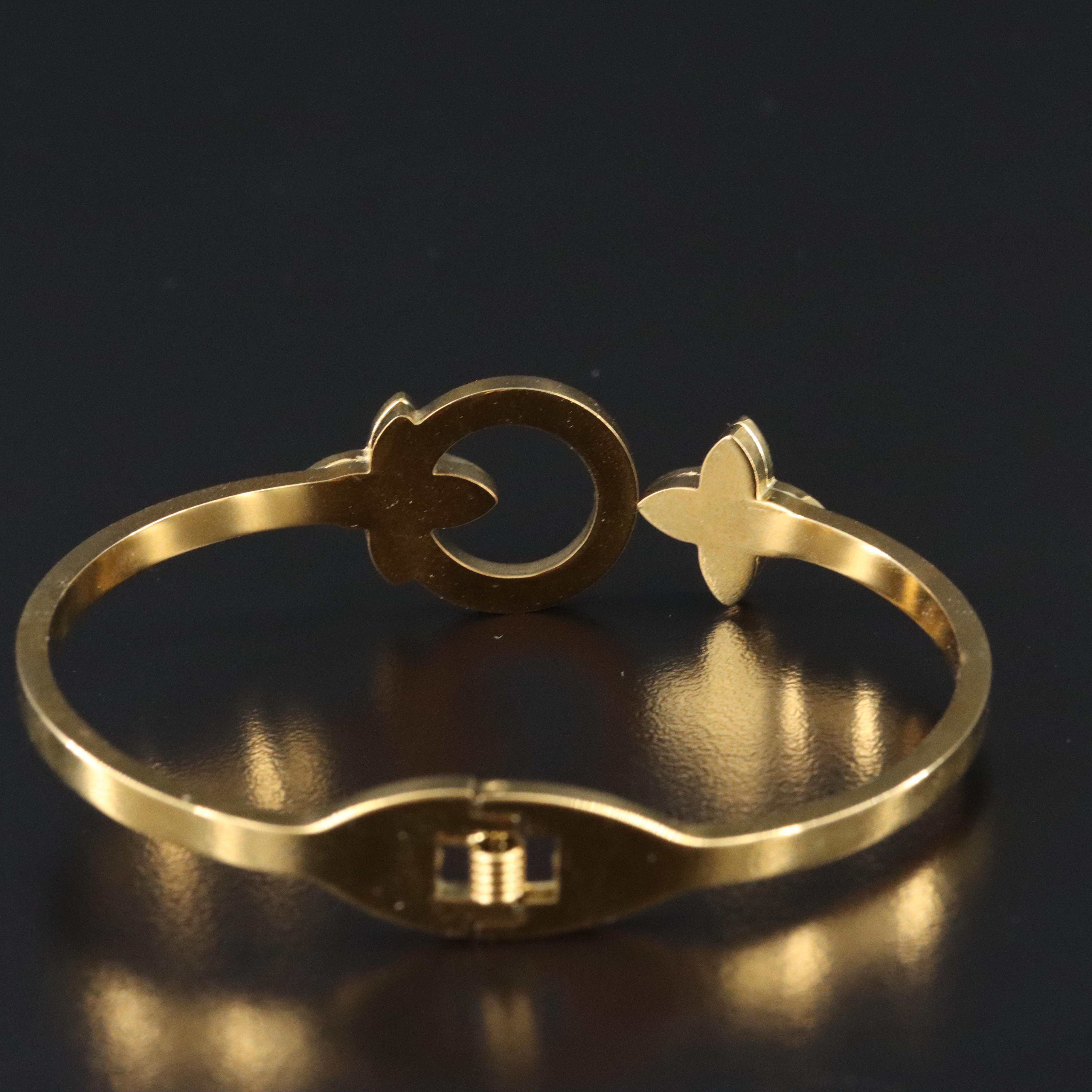 Hinged Bangle Bracelet with Greek Key Detail