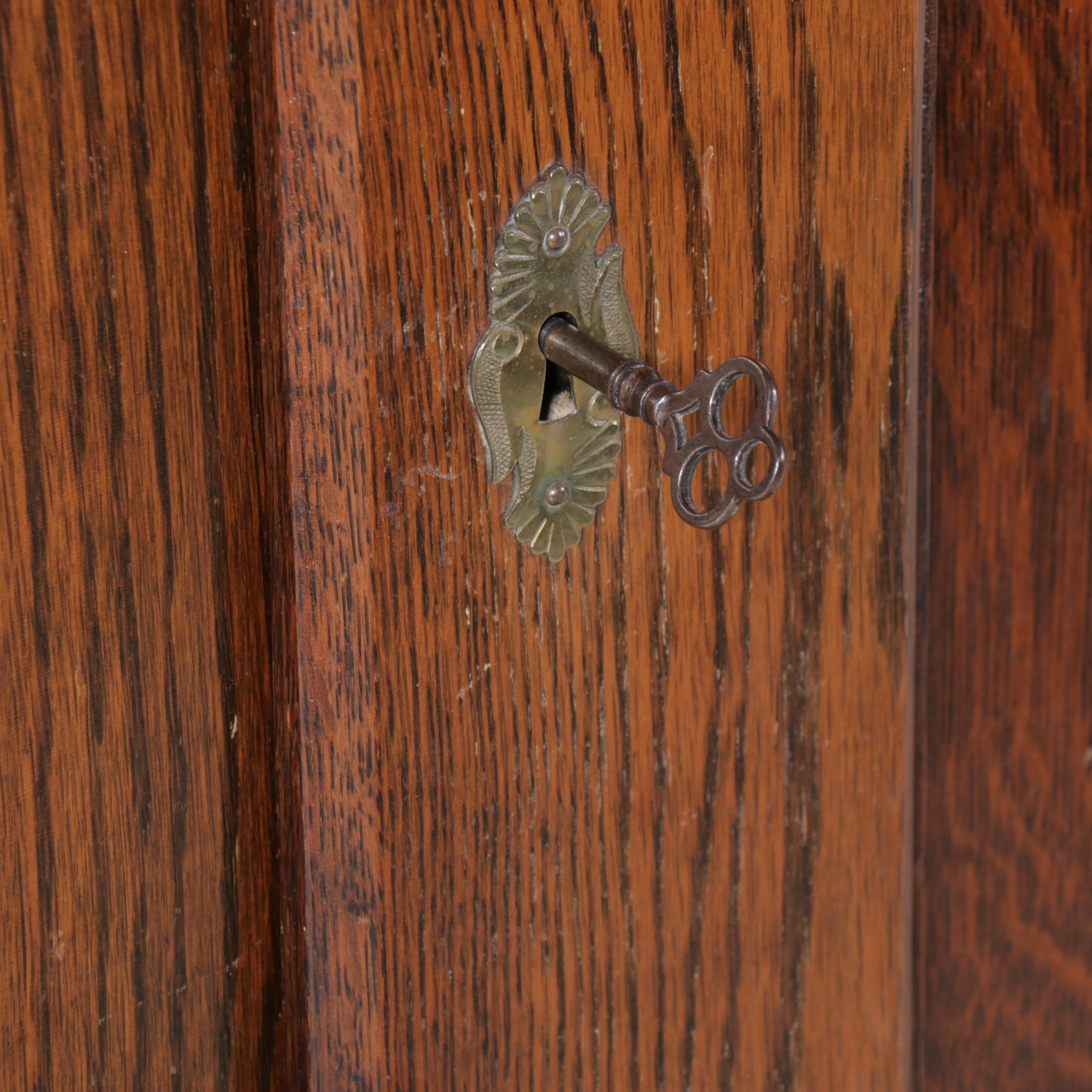 Antique Victorian Carved Oak Armoire
