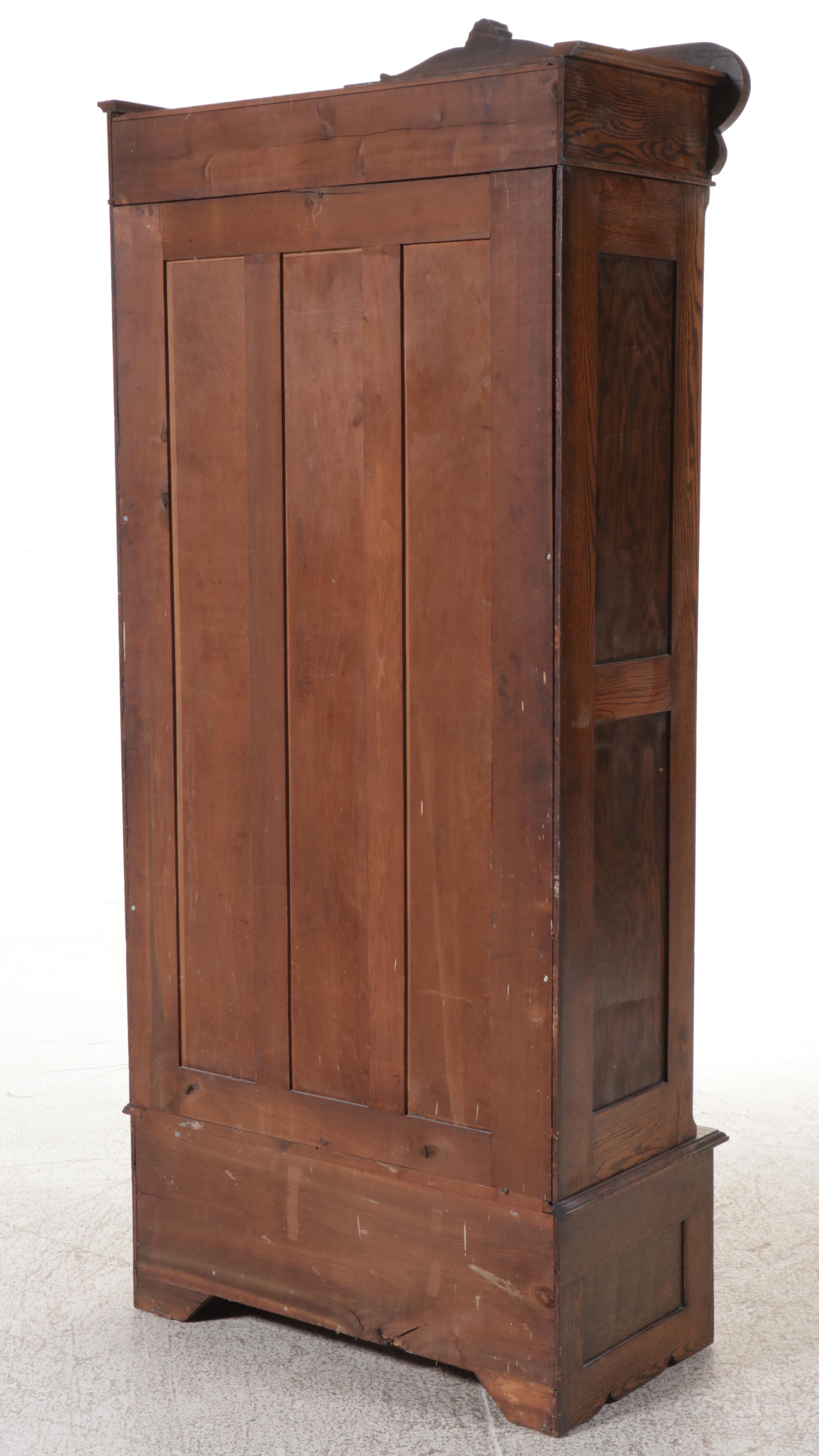 Antique Victorian Carved Oak Armoire
