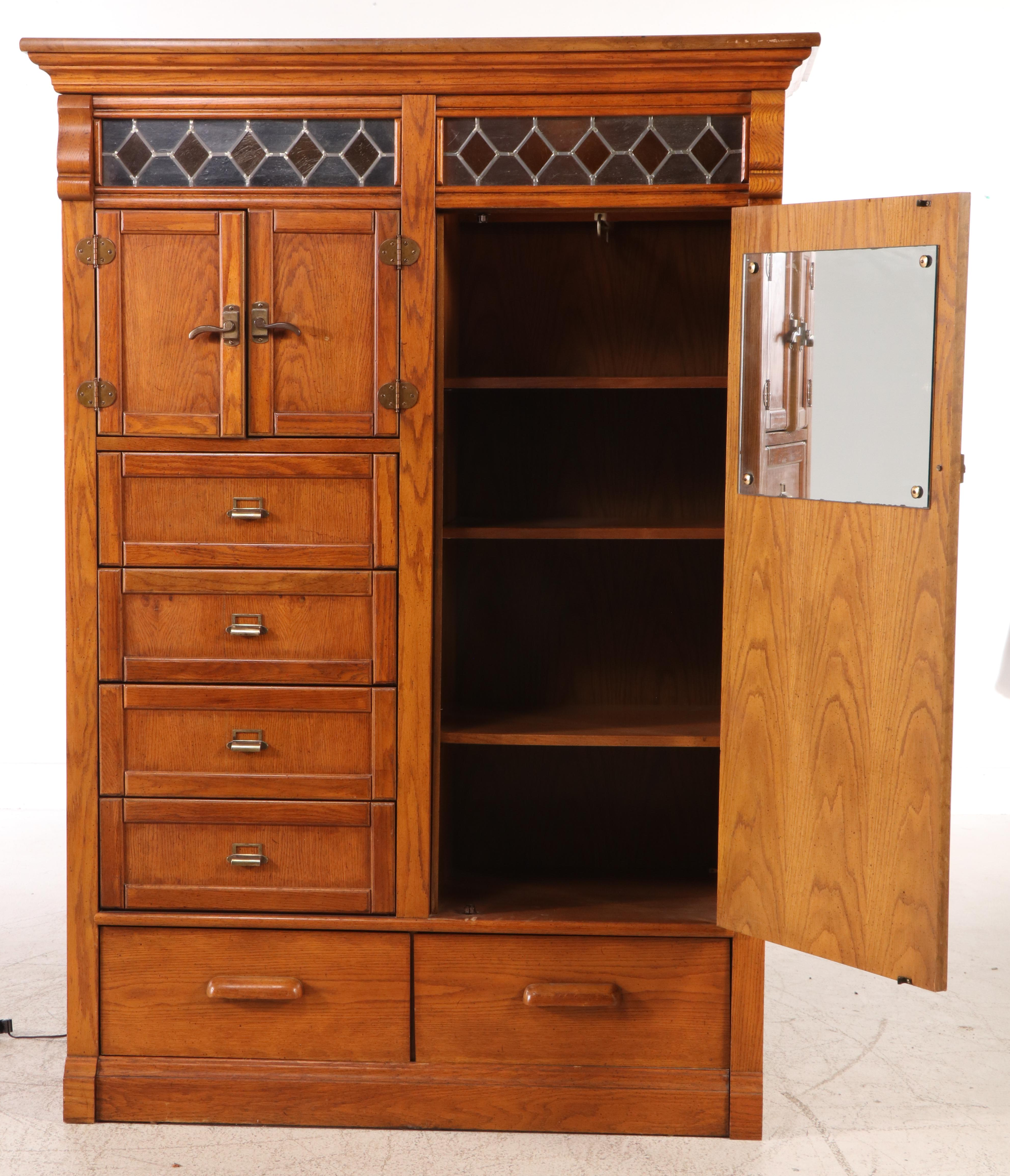 Stanley Furniture Traditional Style Oak Chifferobe