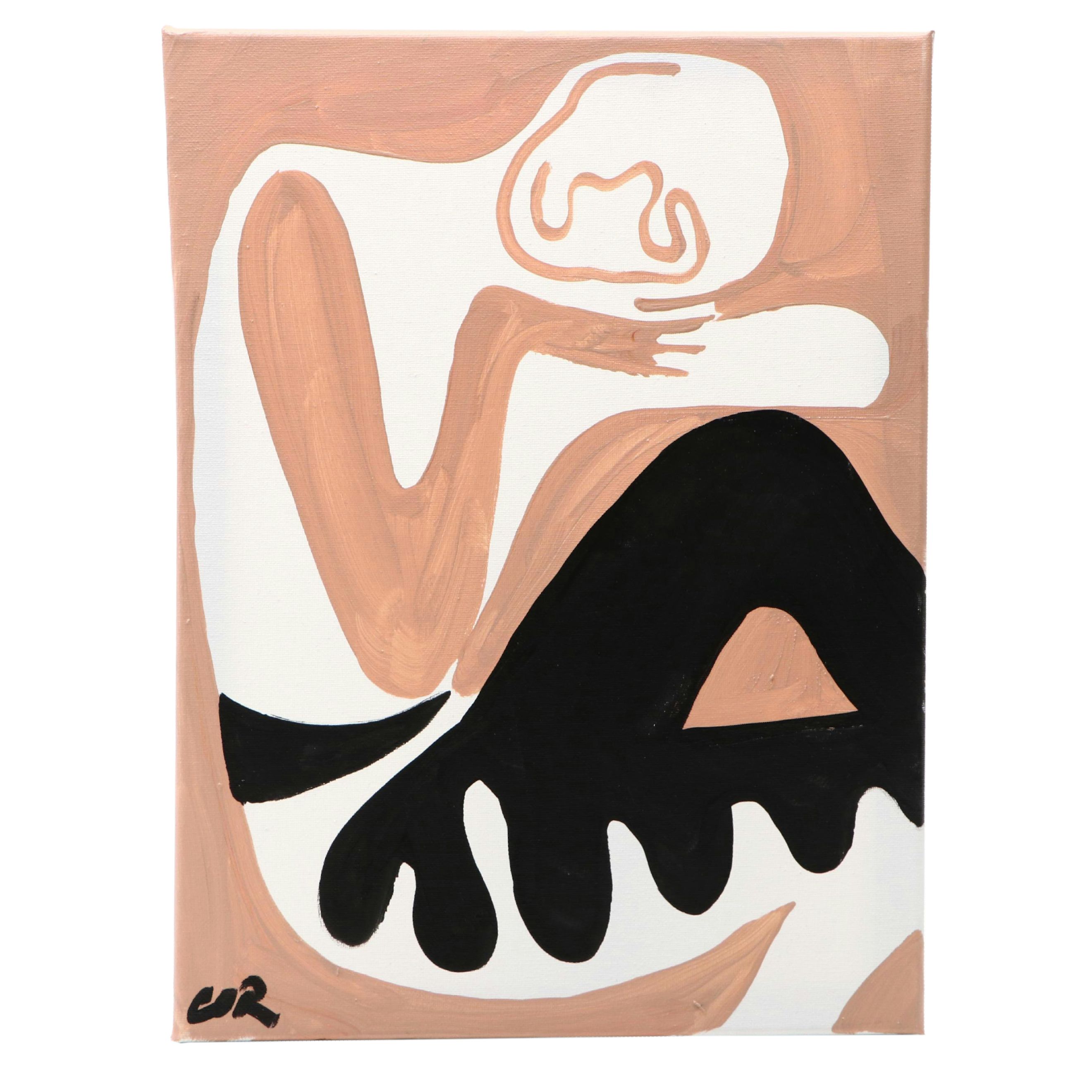 Corbellic Figural Stylized Acrylic Painting, 2024