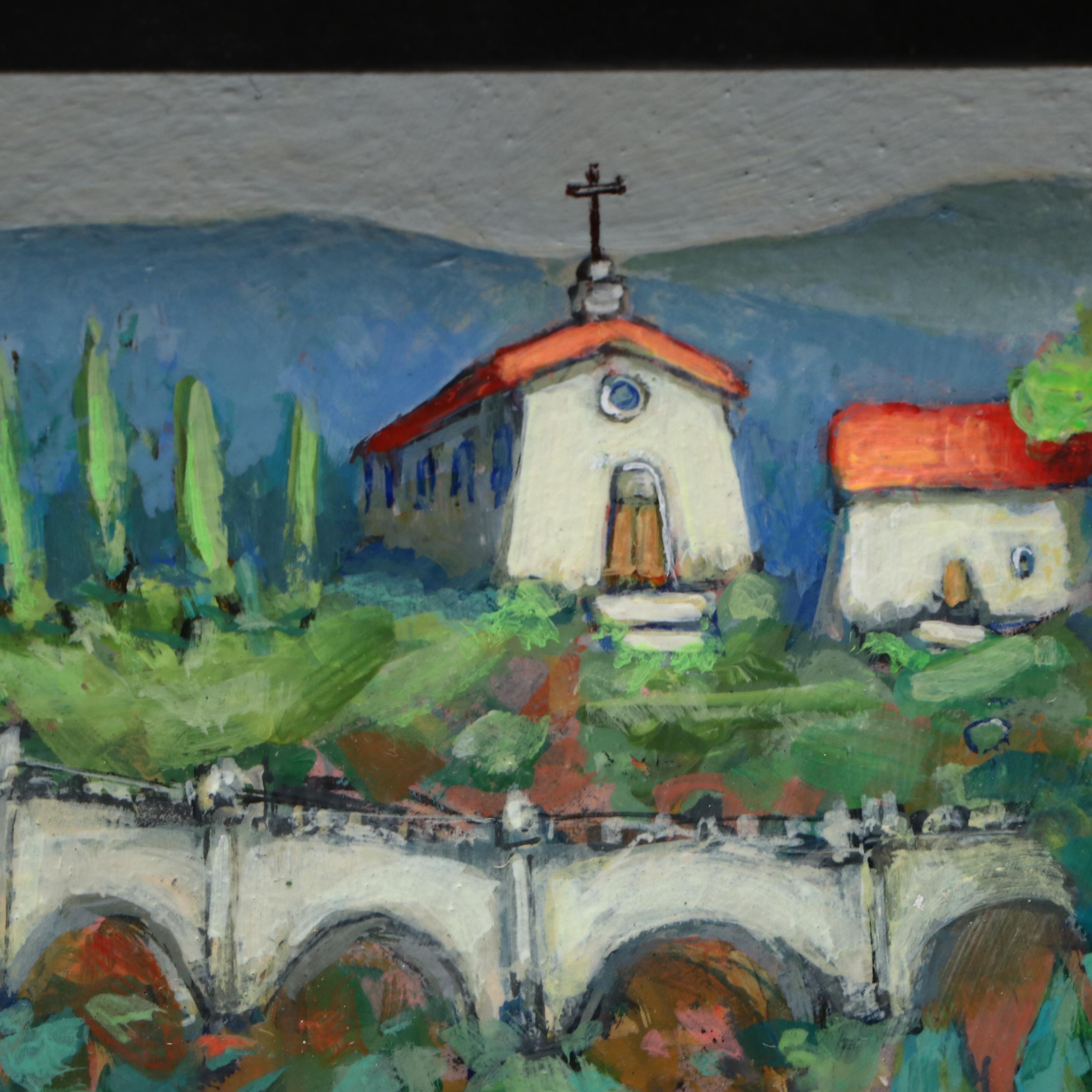 Beth Capogrossi Townscape Oil Painting "Hilltop Chapel, Tuscany," 2025