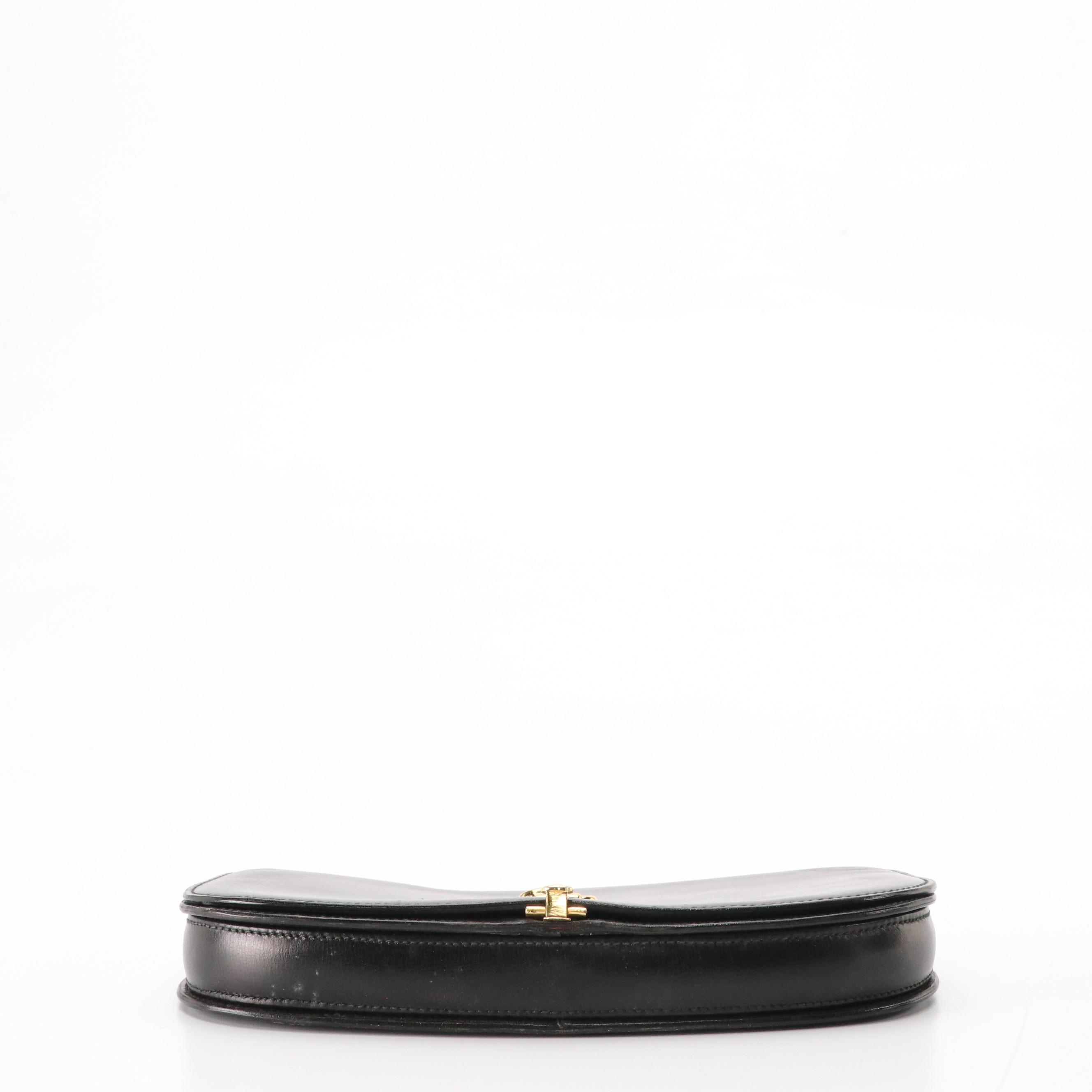 Gucci Half-Horsebit Demi-Lune Clutch in Black Calfskin Leather, circa 1970