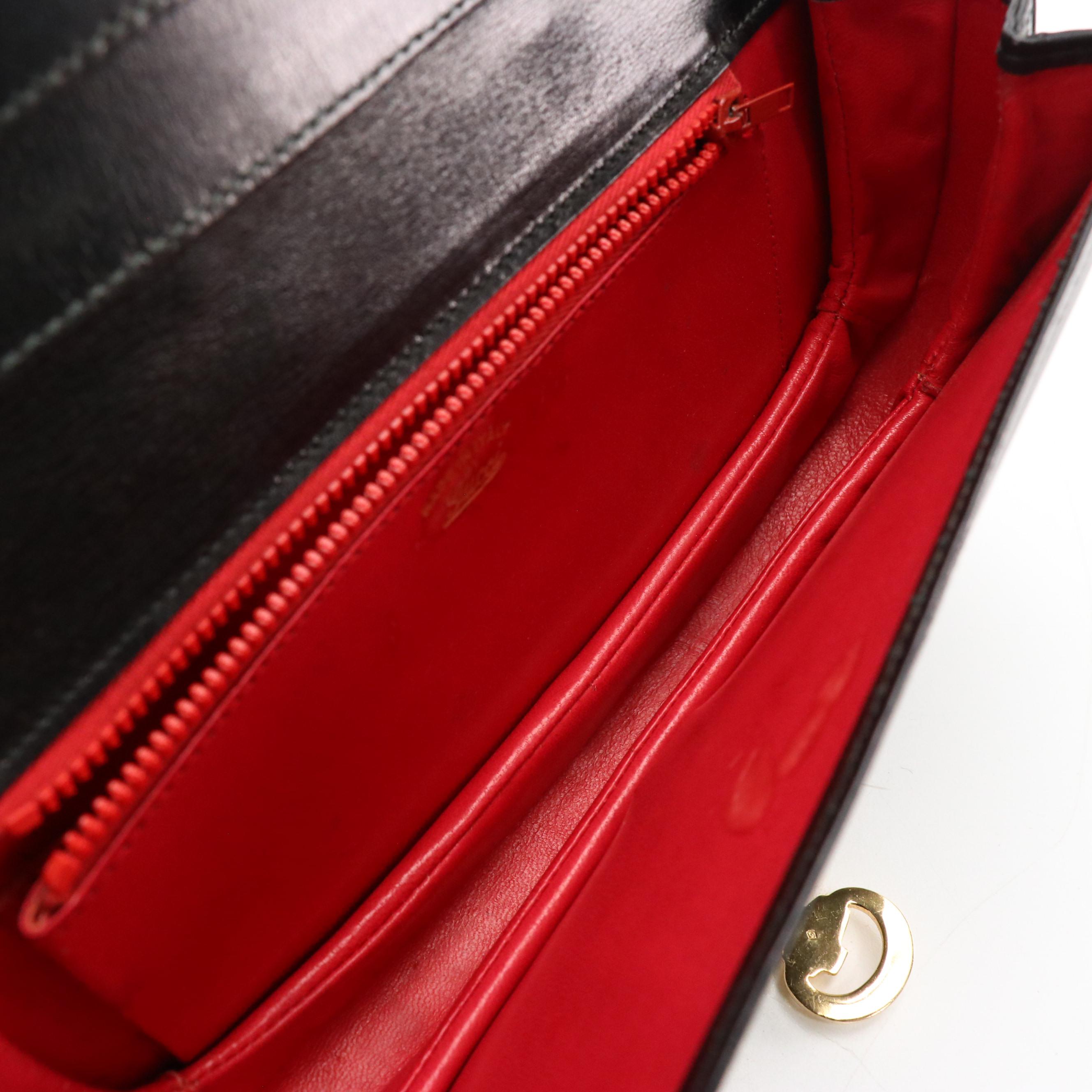 Gucci Half-Horsebit Demi-Lune Clutch in Black Calfskin Leather, circa 1970