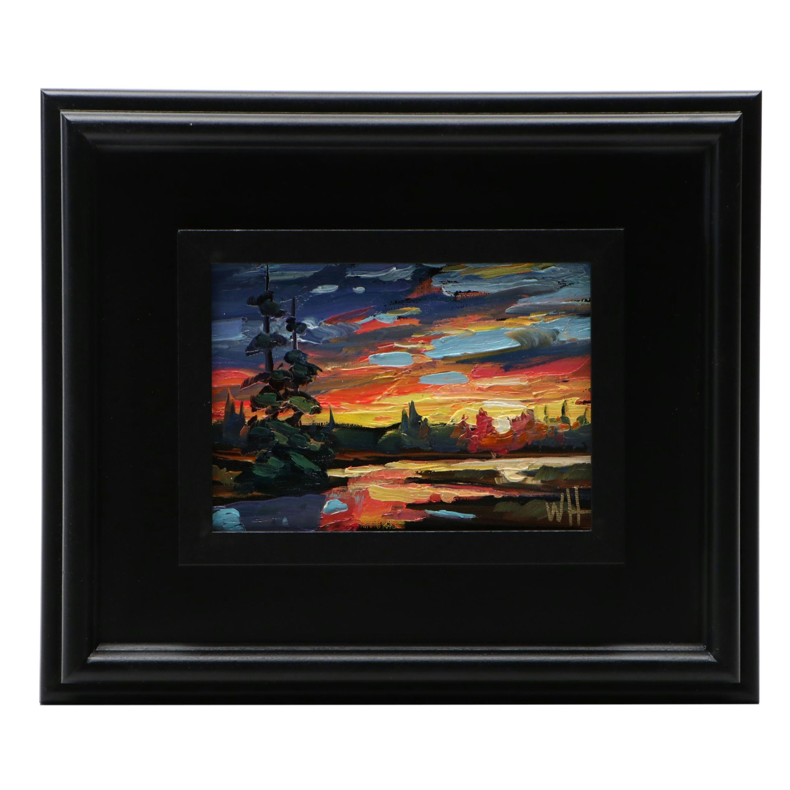William Hawkins Sunset Landscape Oil Painting, 21st Century