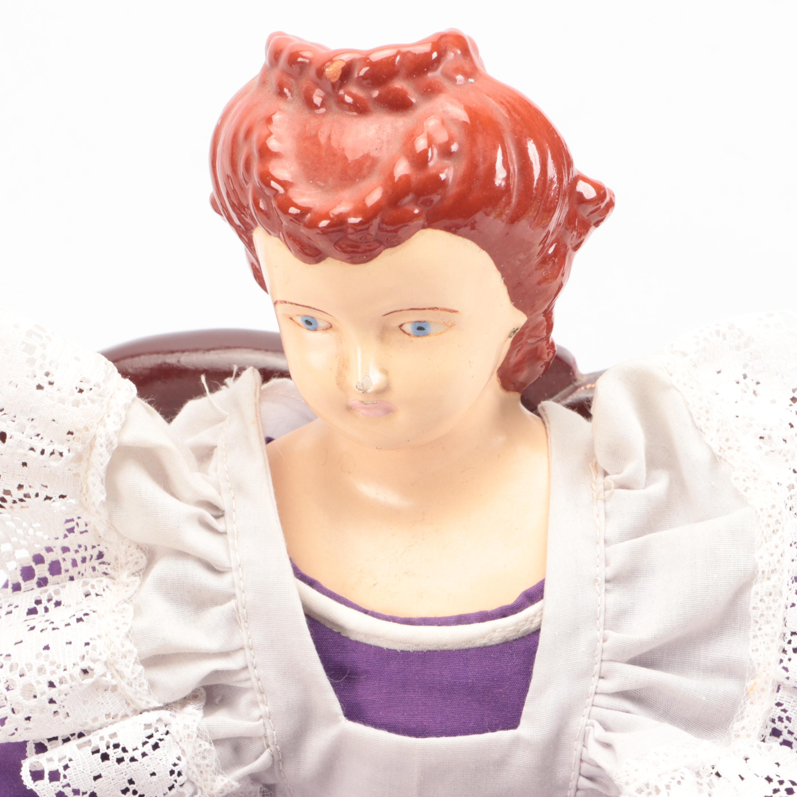 Vintage Walda Porcelain with Other Ceramic Dolls and Wooden Doll Furniture