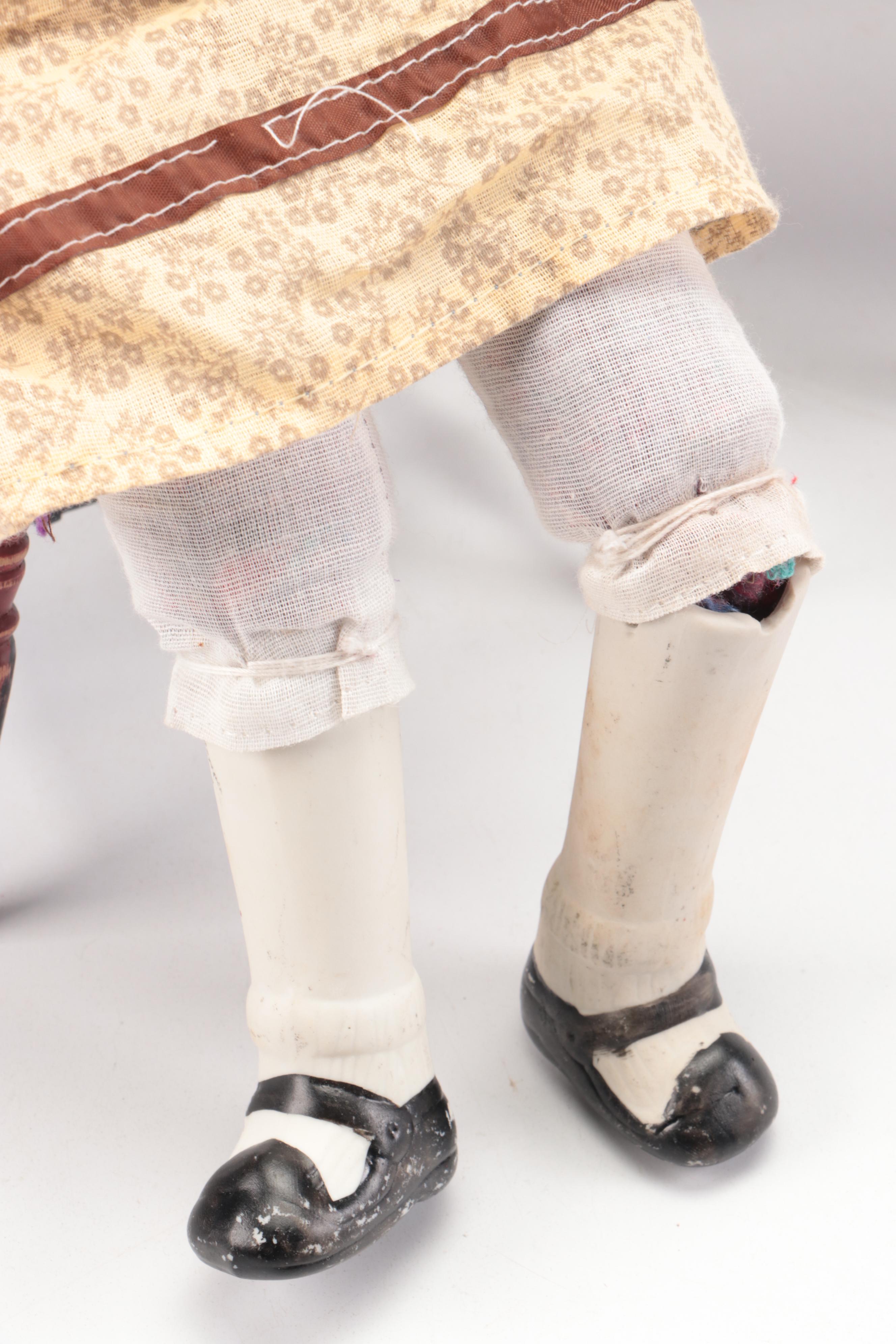 Vintage Walda Porcelain with Other Ceramic Dolls and Wooden Doll Furniture