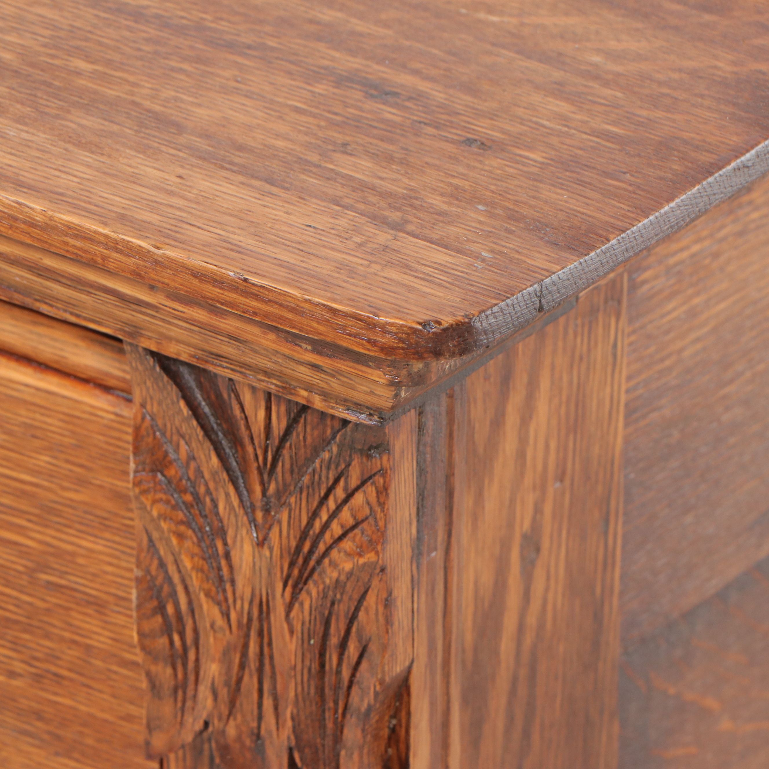 Antique Victorian Carved Oak Washstand