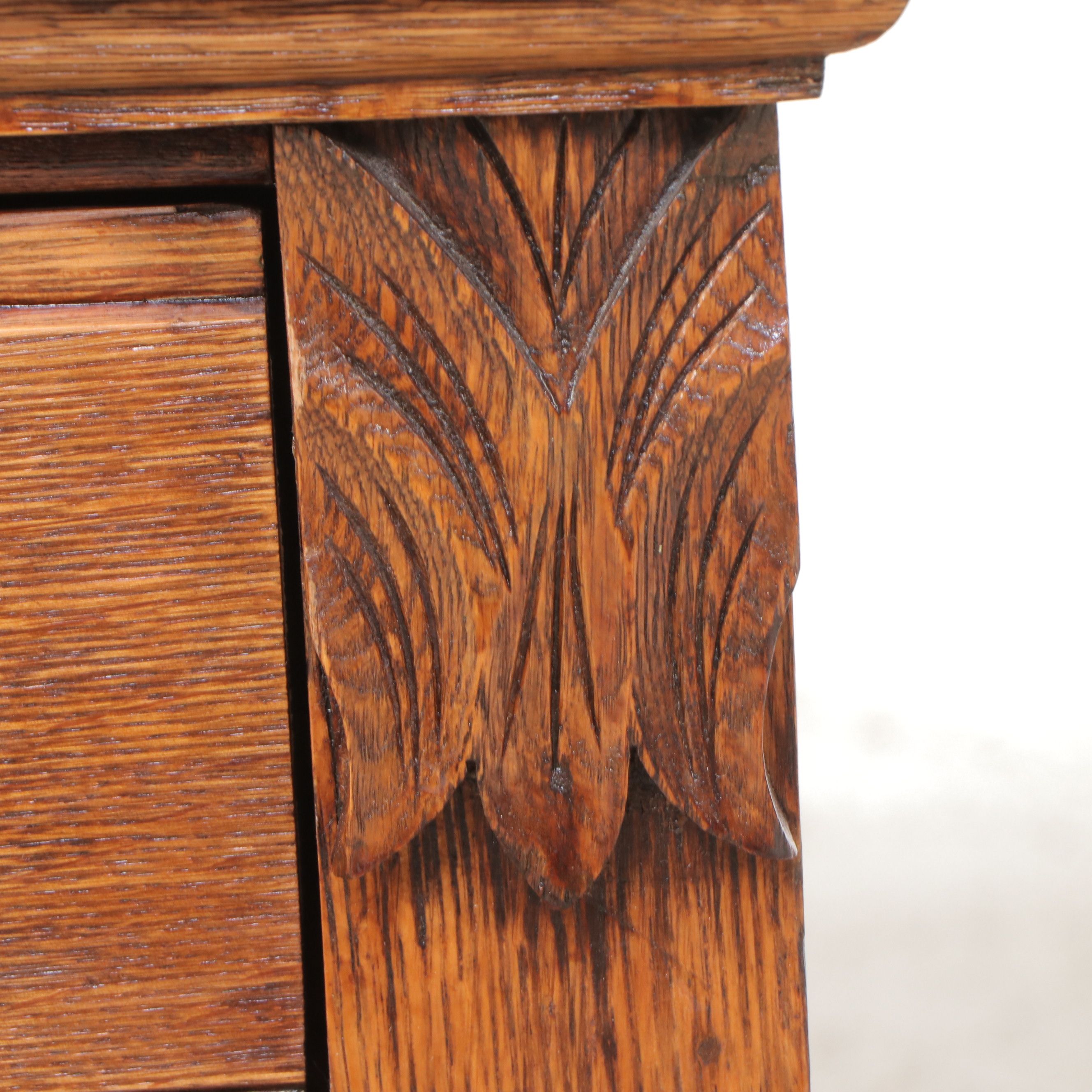 Antique Victorian Carved Oak Washstand