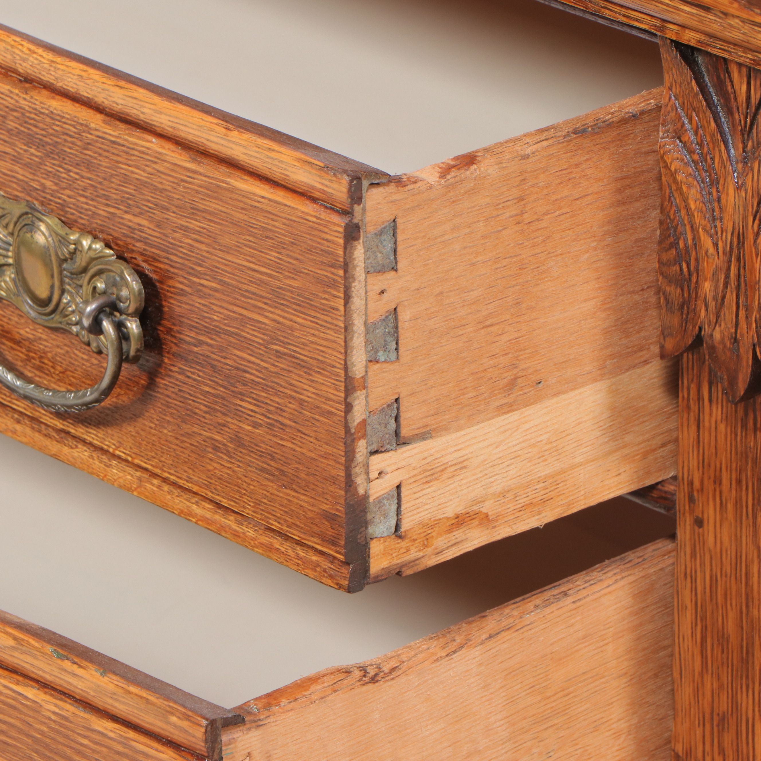 Antique Victorian Carved Oak Washstand