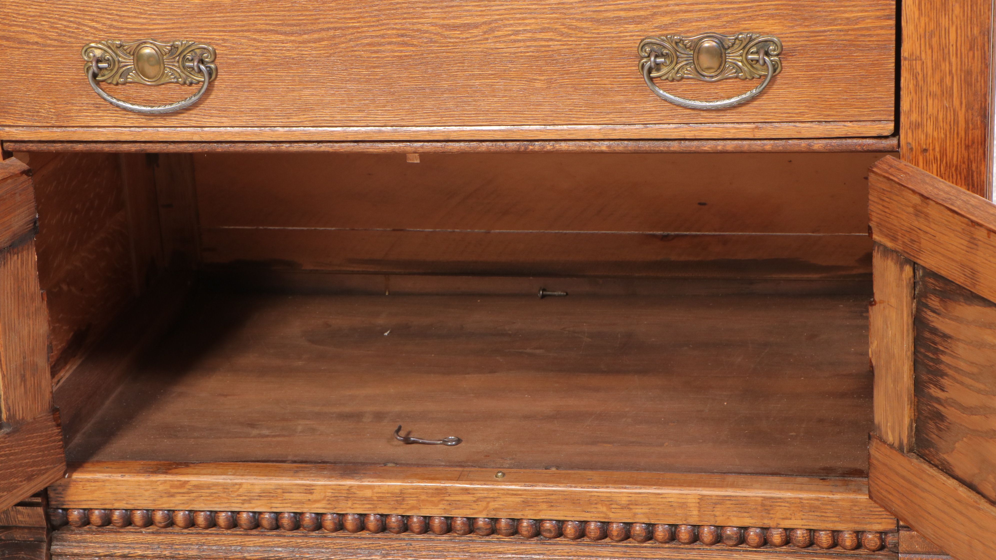 Antique Victorian Carved Oak Washstand