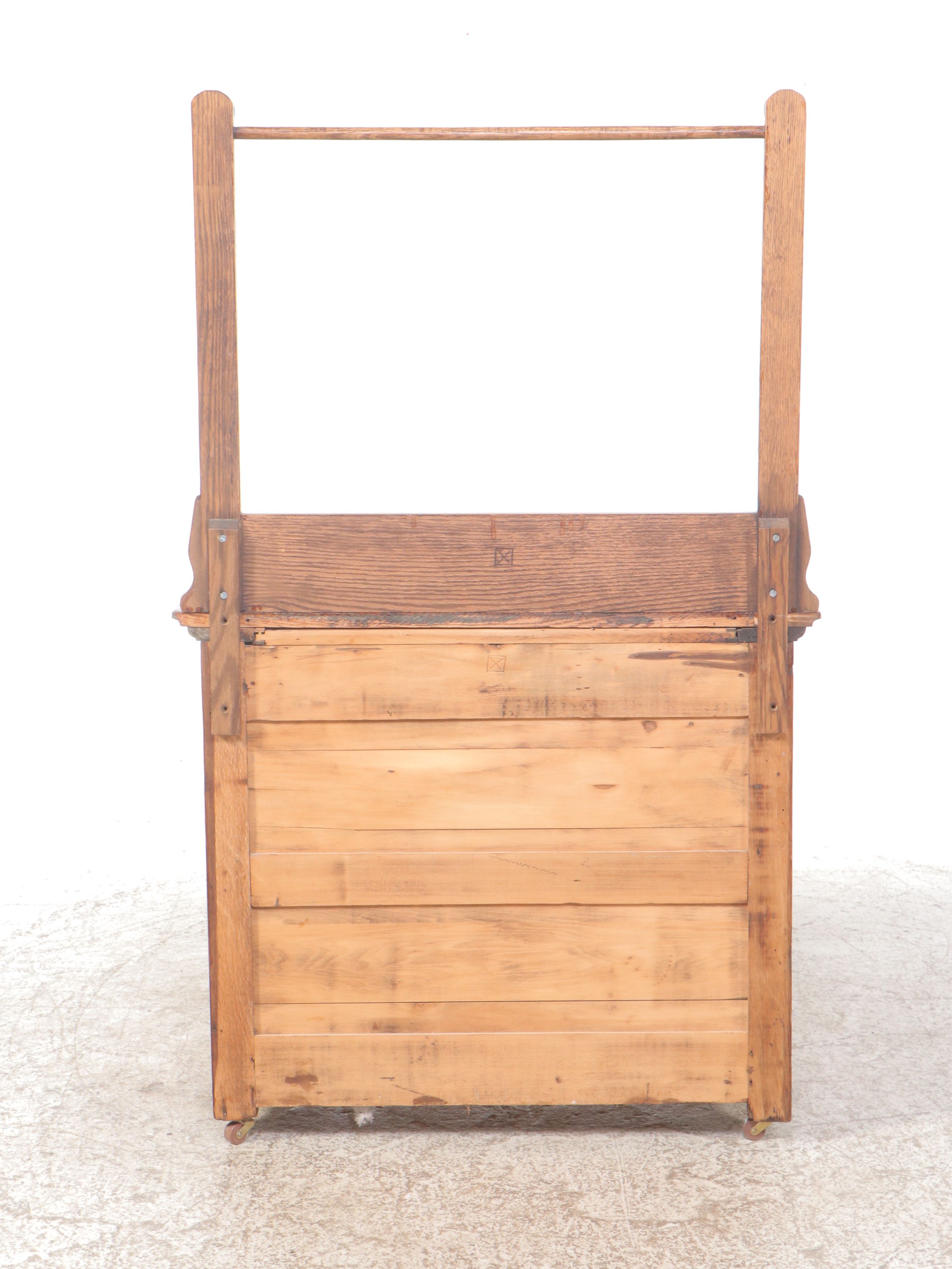 Antique Victorian Carved Oak Washstand