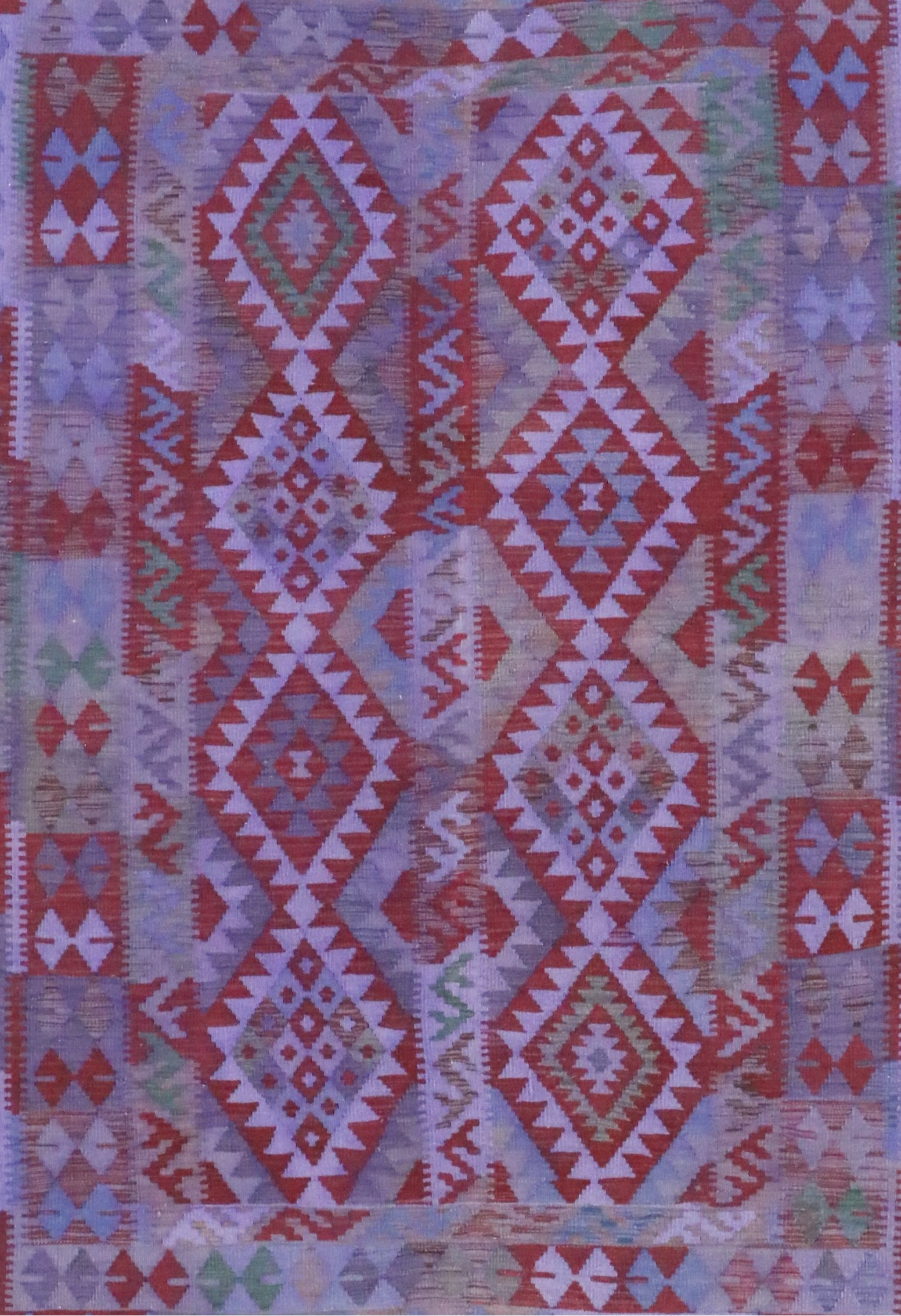 5'6 x 7'9 Handwoven Turkish Kilim Overdyed Area Rug