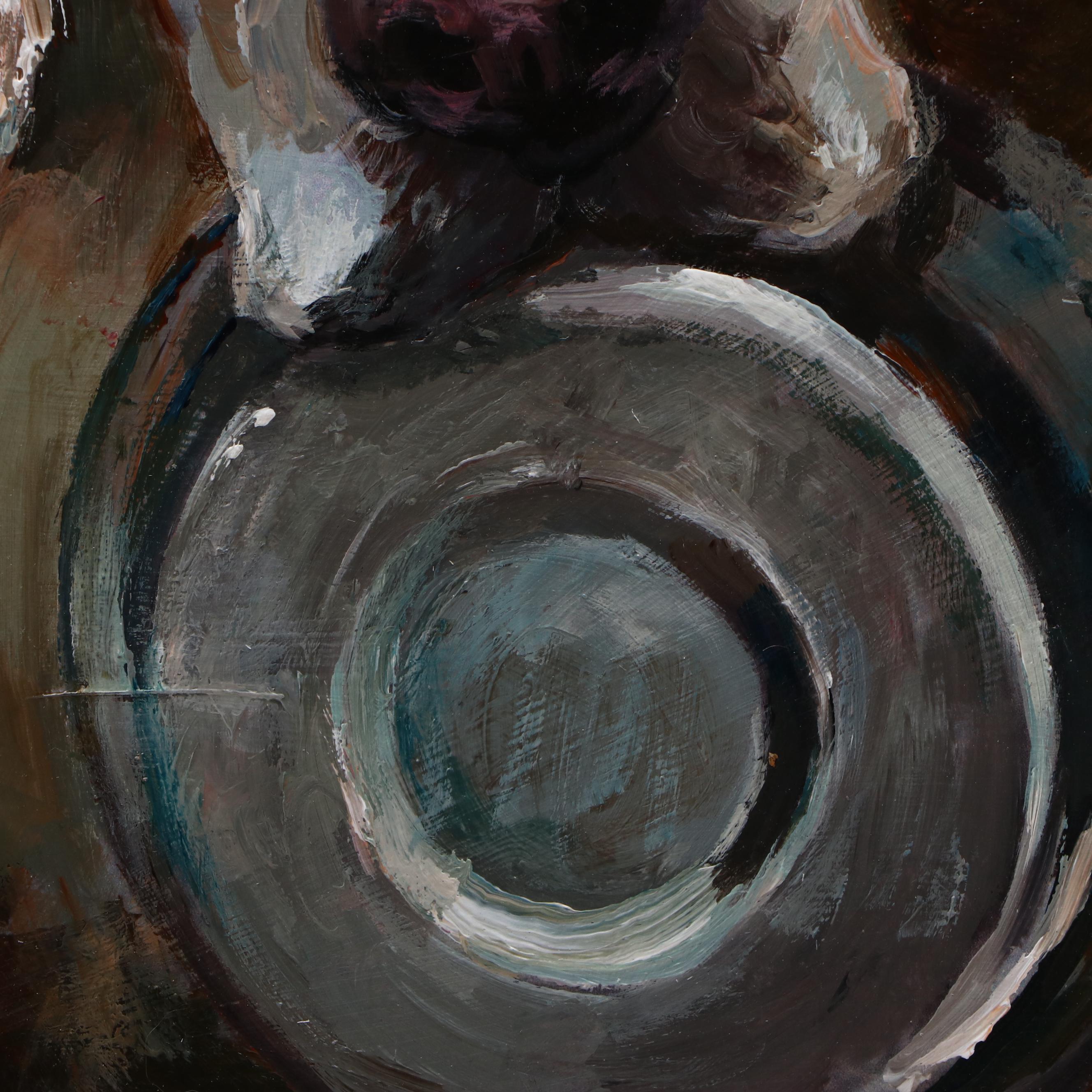 Adam Deda Oil Painting of Dog "My Bowl," 21st Century