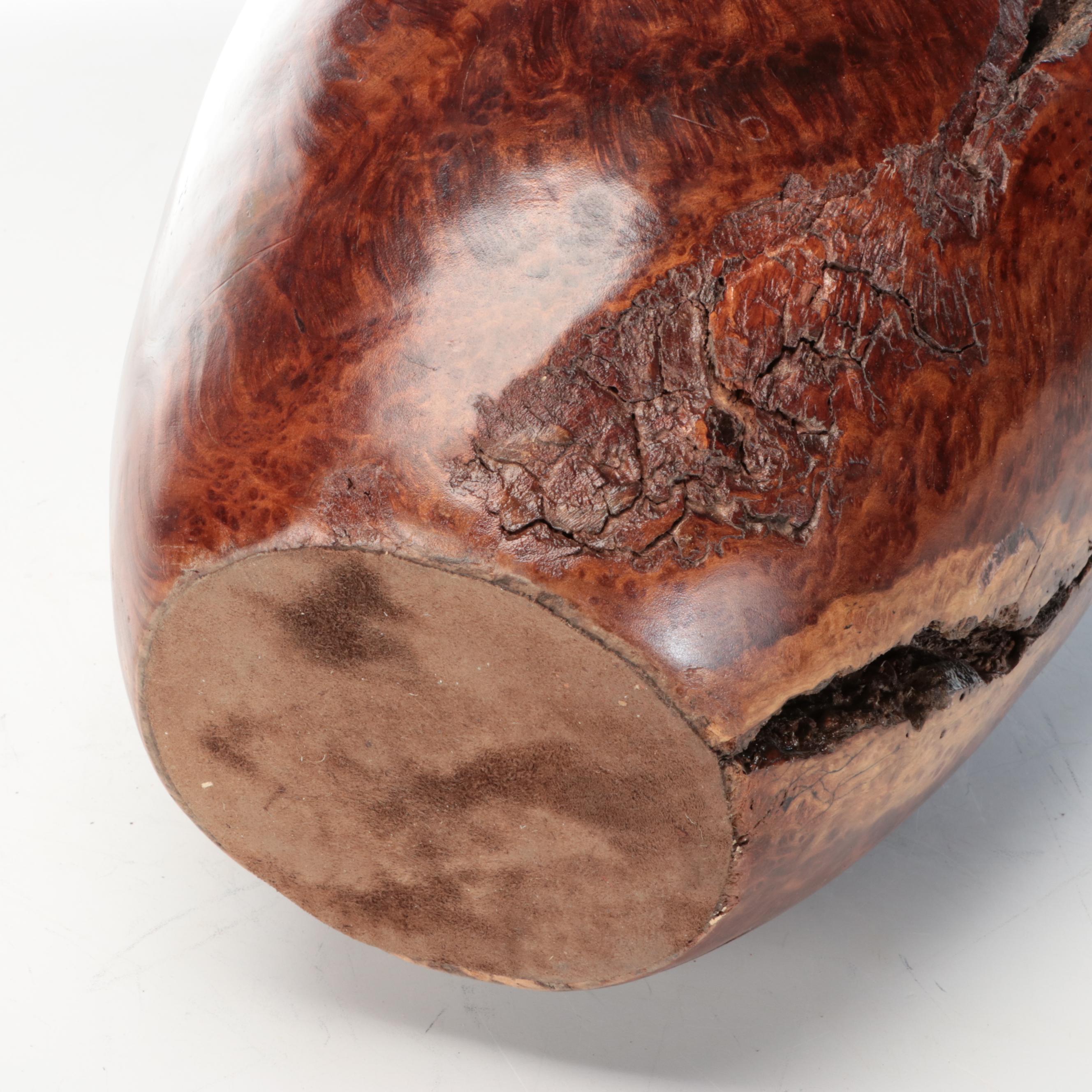 Hand-Carved Wooden Floor Vase