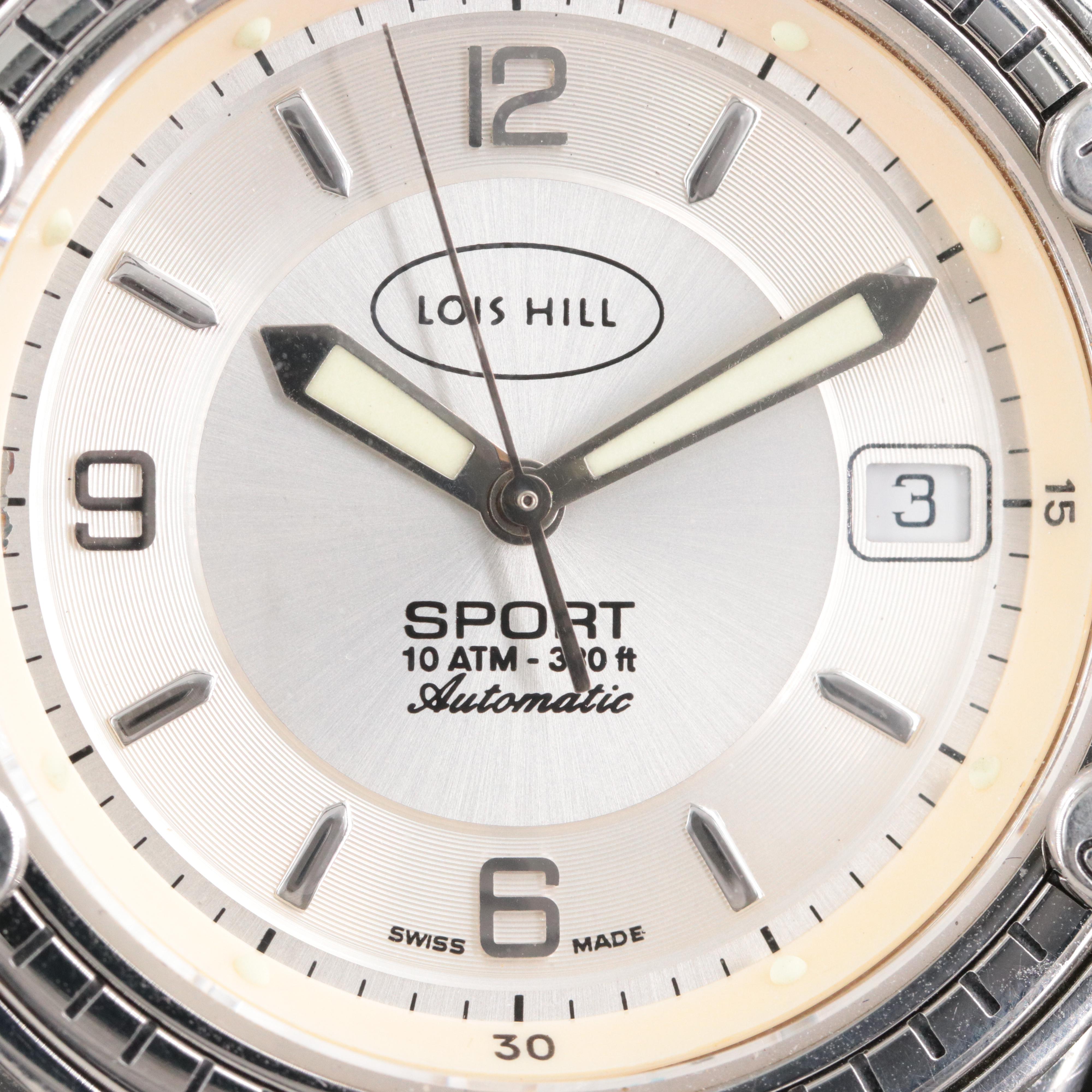 Lois Hill Sport Scroll Engraved Sterling and Stainless Steel Automatic Watch