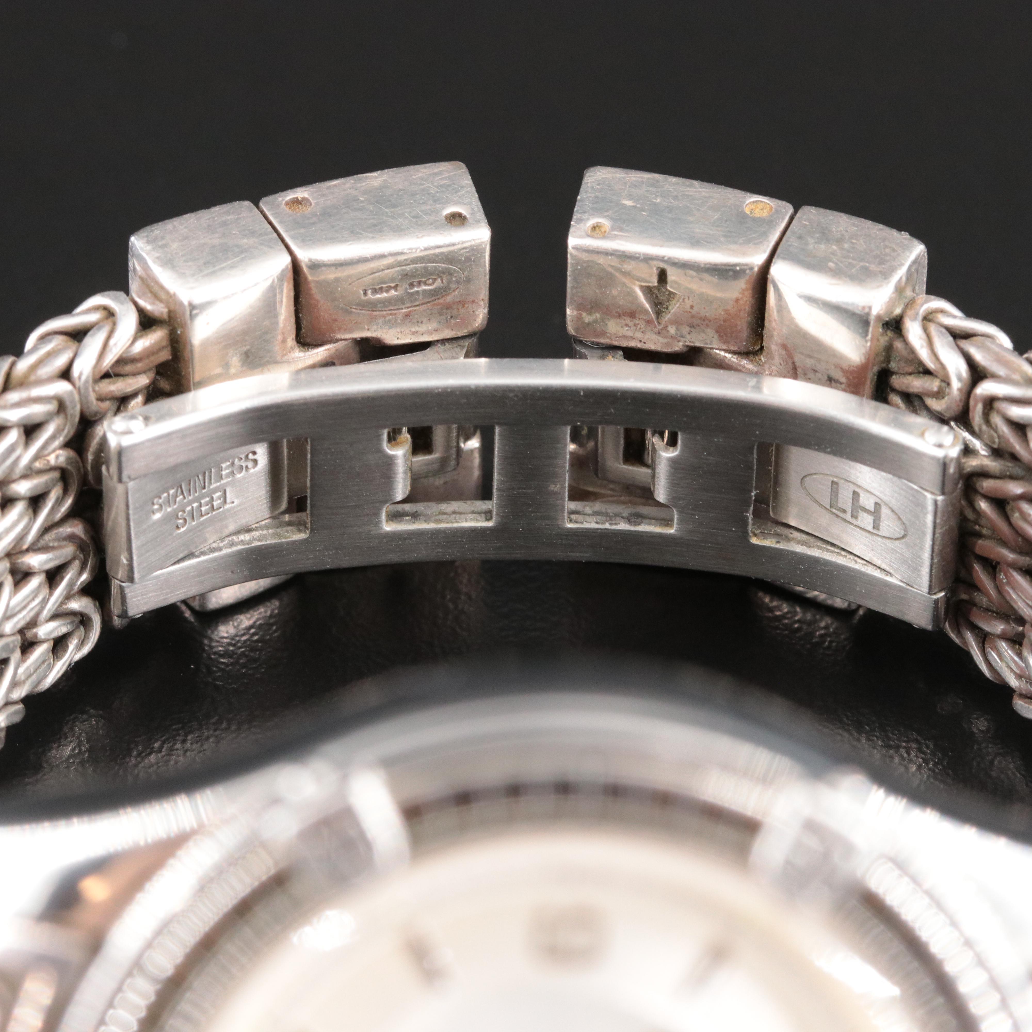 Lois Hill Sport Scroll Engraved Sterling and Stainless Steel Automatic Watch