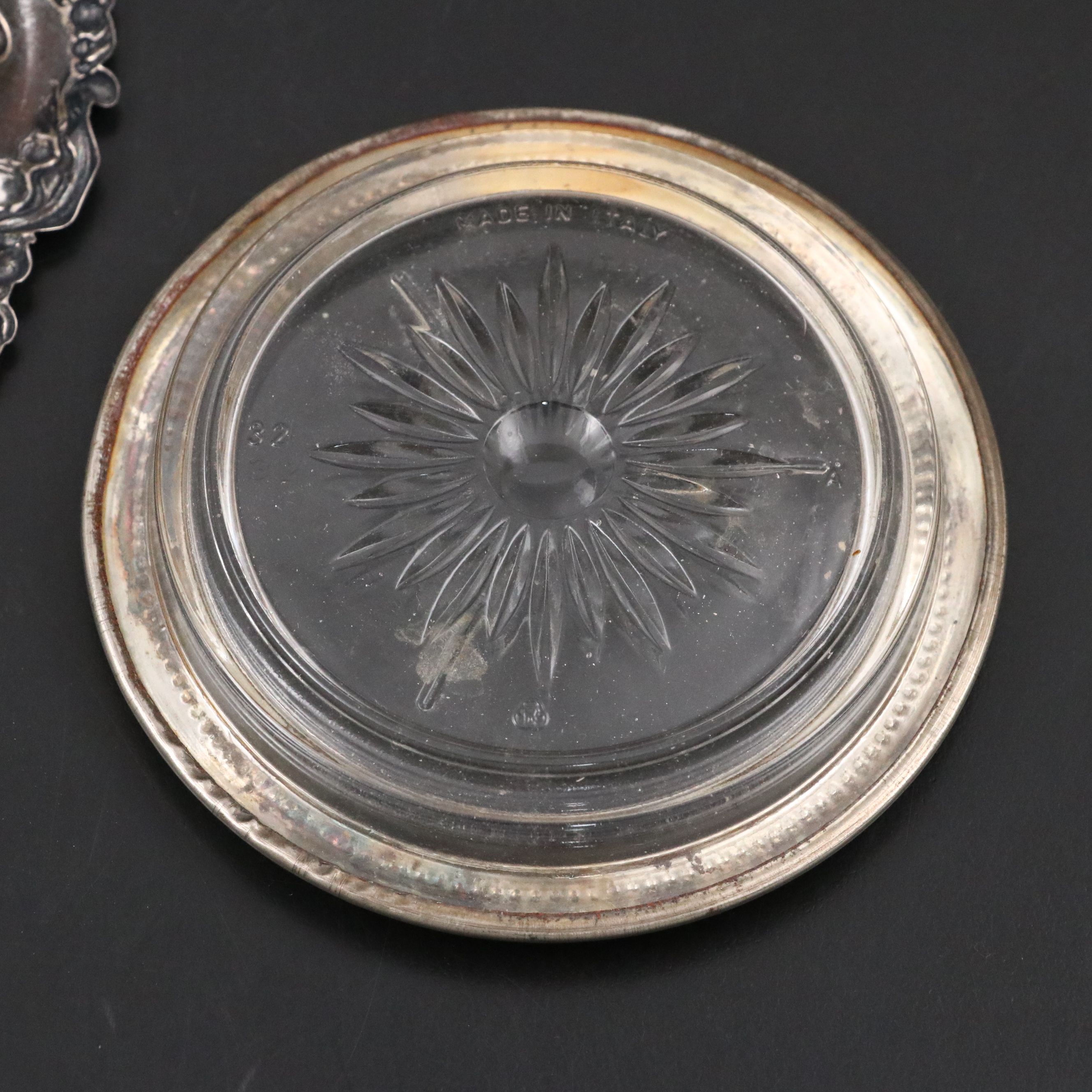 Sterling Silver Repoussé Bowl and Child Mug with Leonard Silver Plate Coasters