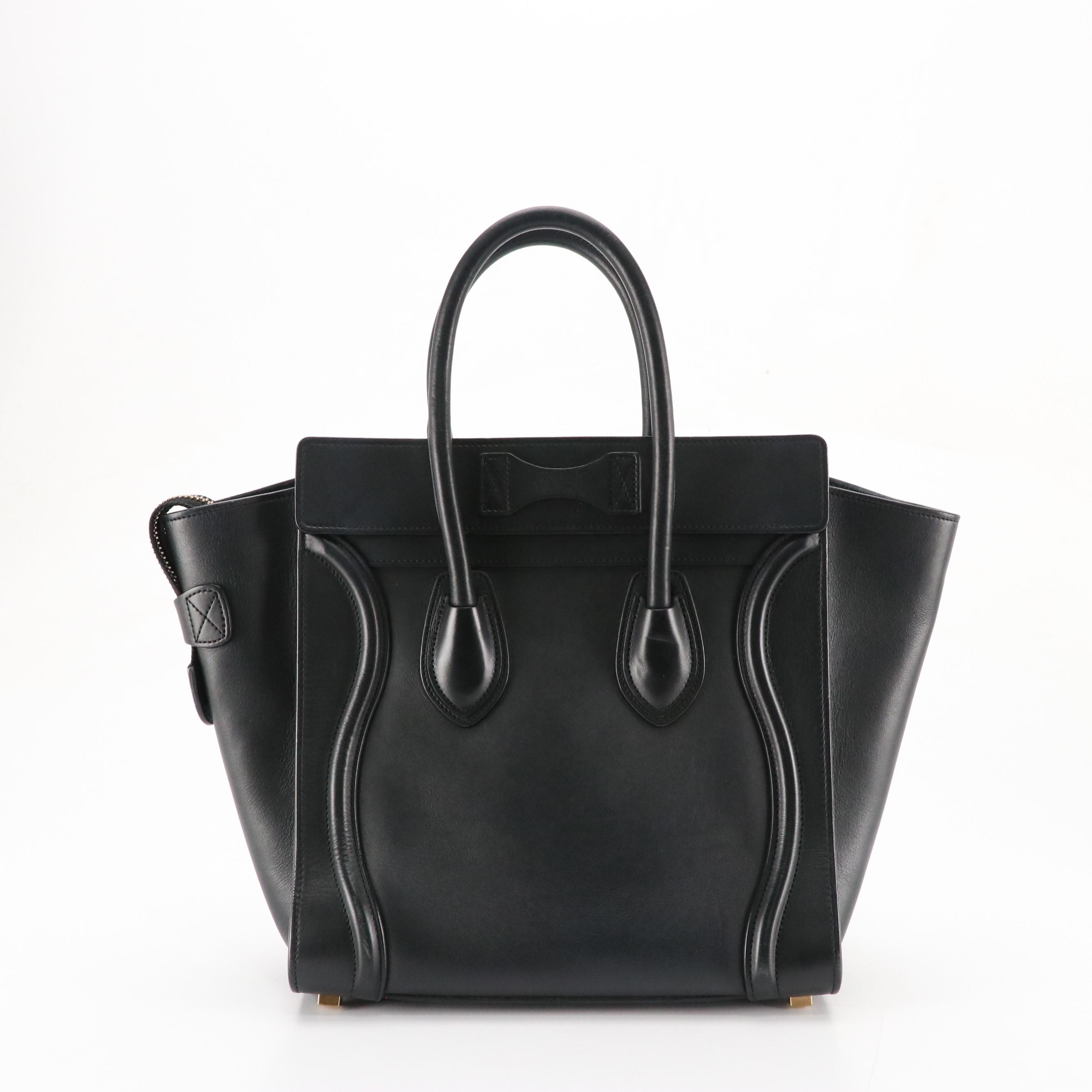 Céline Micro Luggage Tote in Black Smooth Calfskin Leather