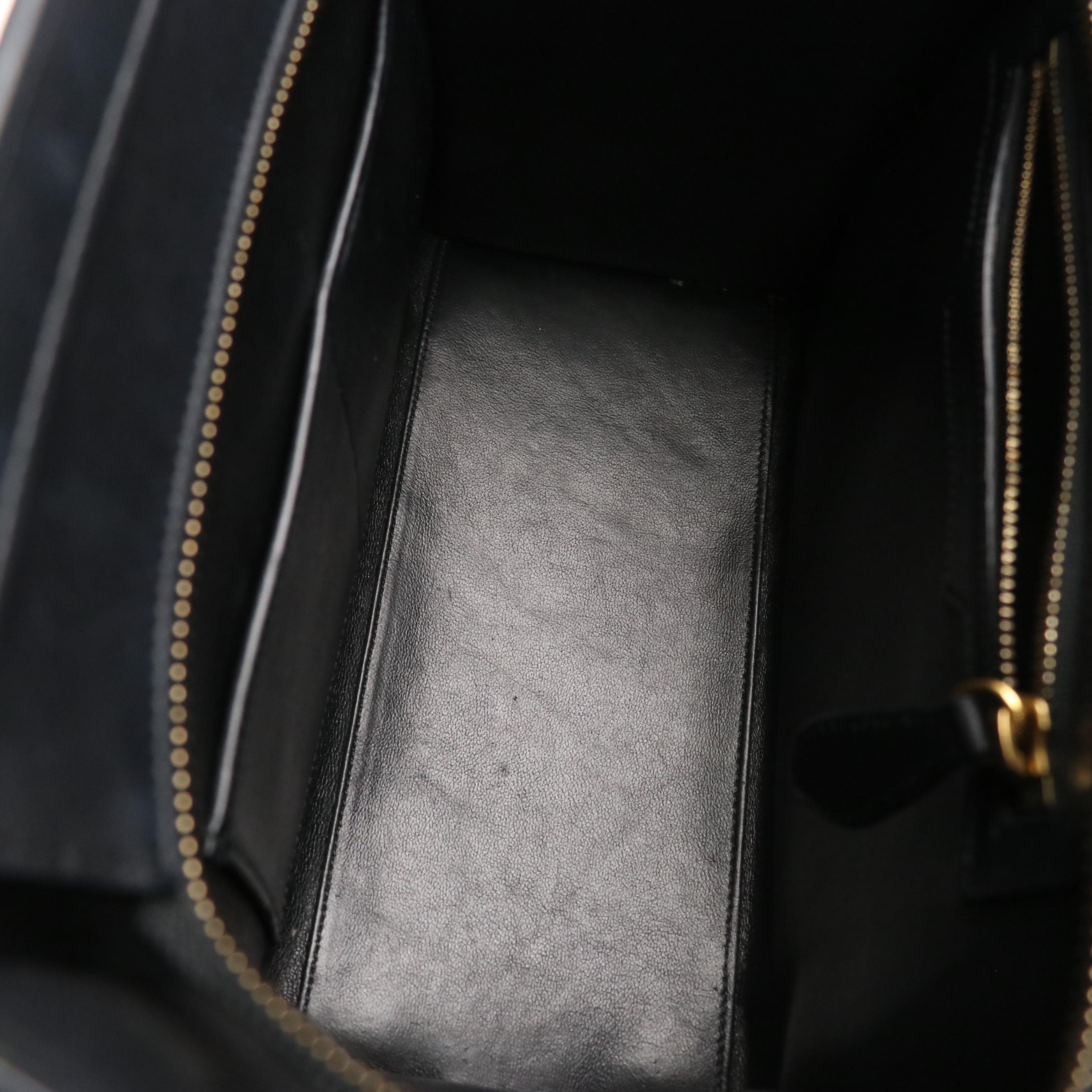 Céline Micro Luggage Tote in Black Smooth Calfskin Leather