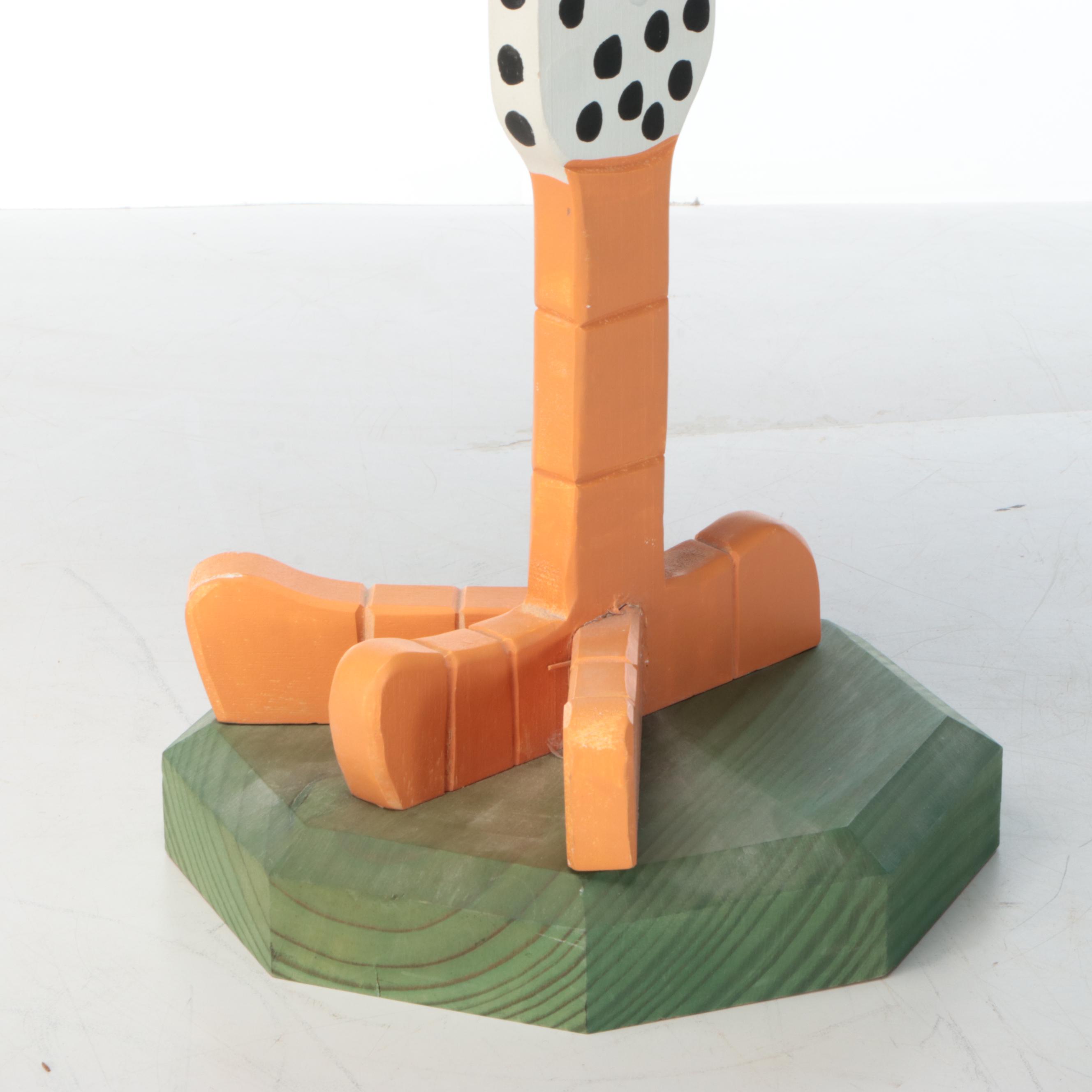 Brian McNutt Folk Art Style Polka-Dot Wood Chicken