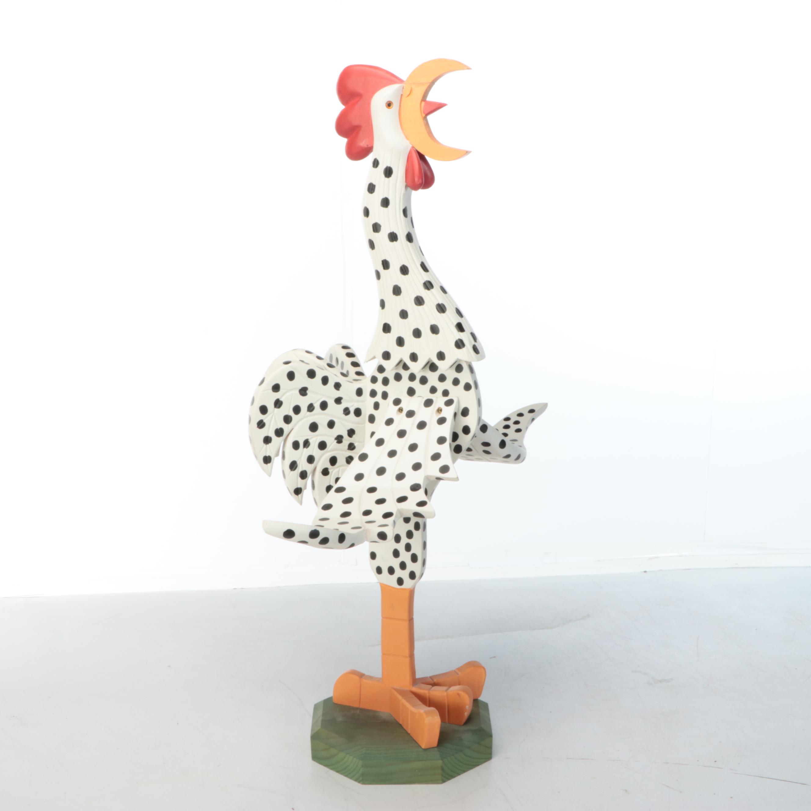 Brian McNutt Folk Art Style Polka-Dot Wood Chicken