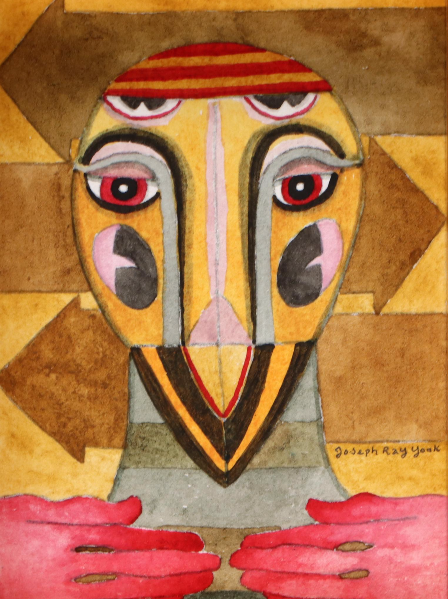 Joseph Ray York Stylized Watercolor Painting "Strange Being #7," 2019