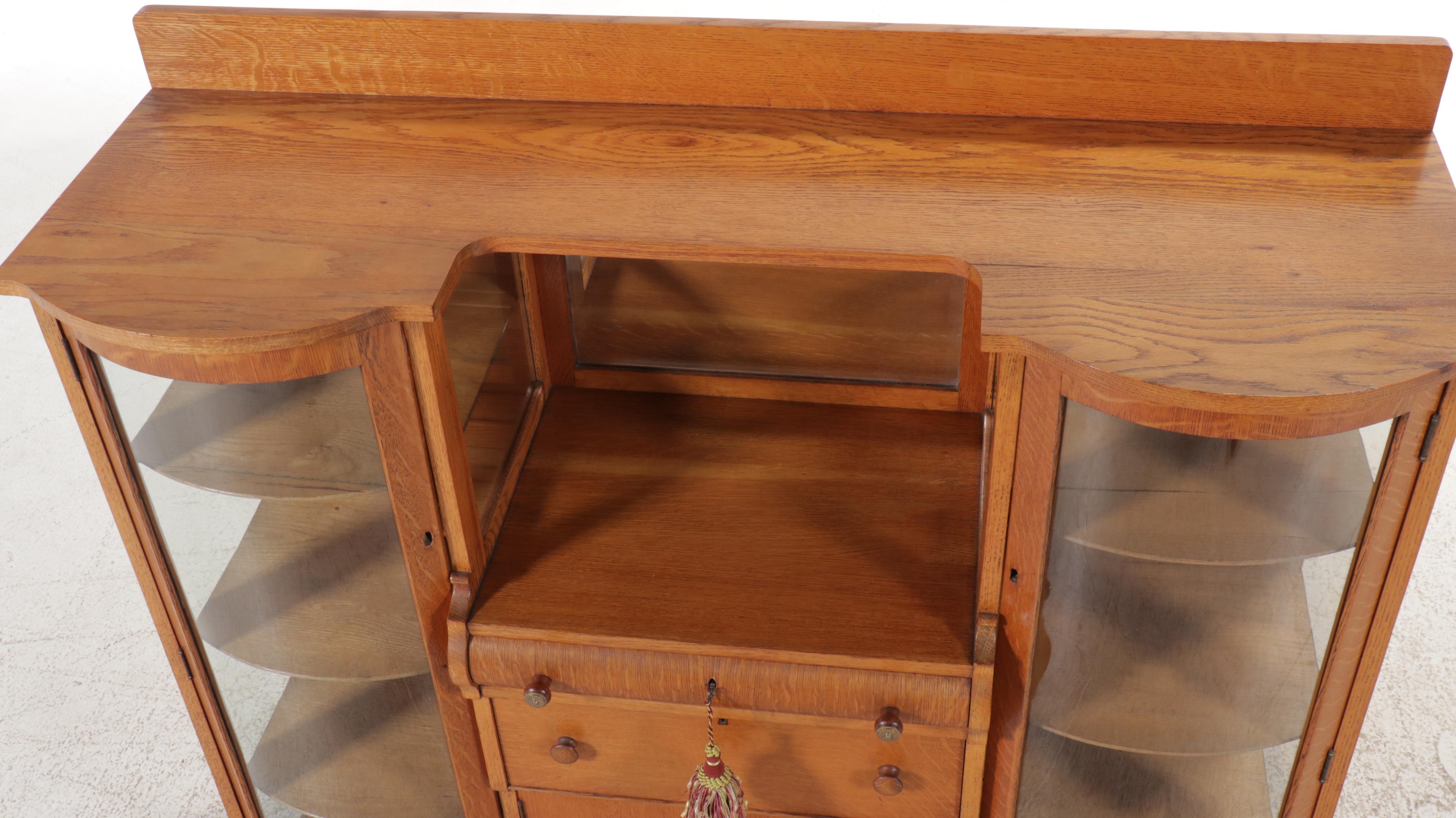 Rockford National Furniture Co. Arts & Crafts Style Oak Display Cabinet