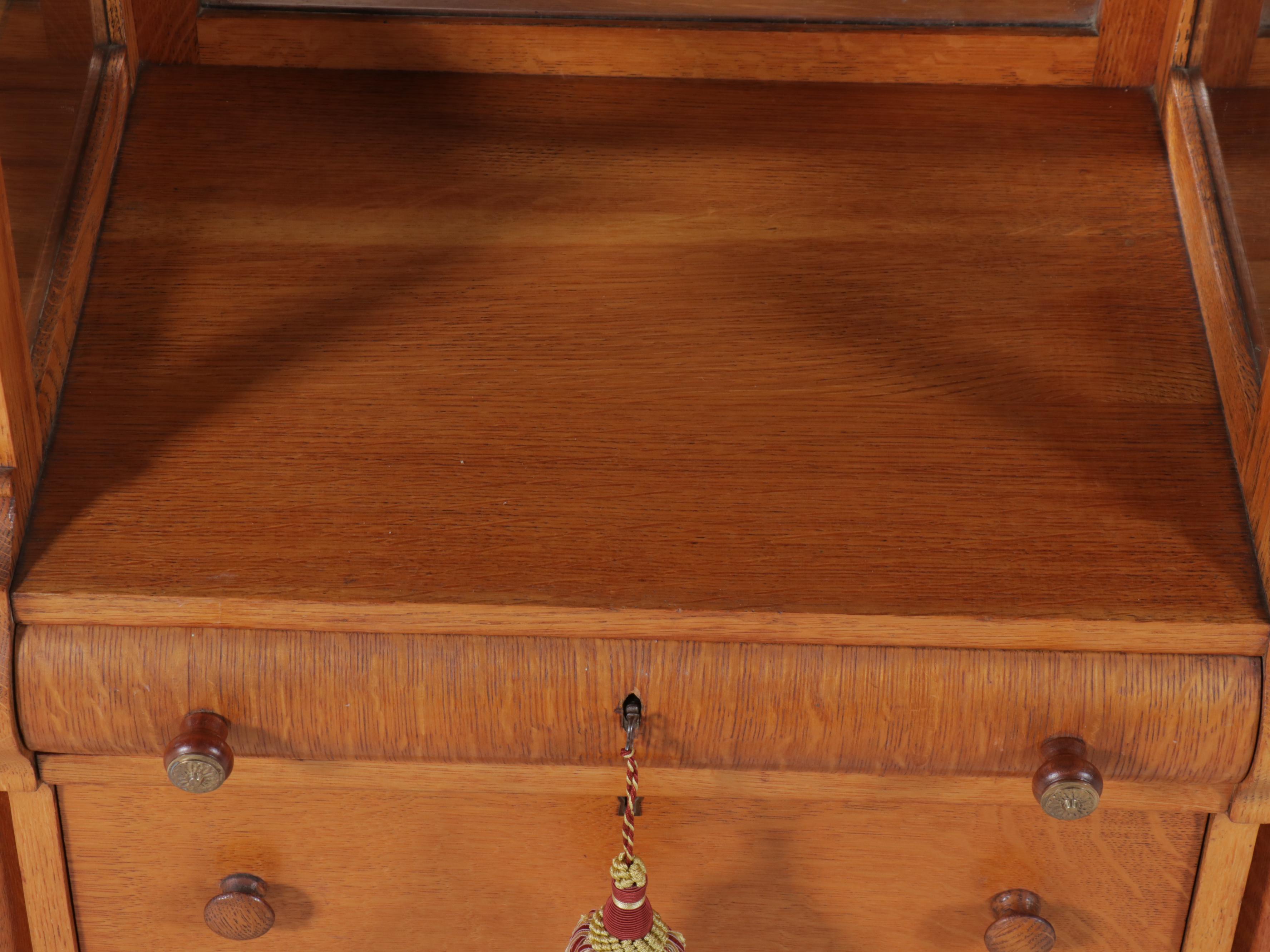 Rockford National Furniture Co. Arts & Crafts Style Oak Display Cabinet