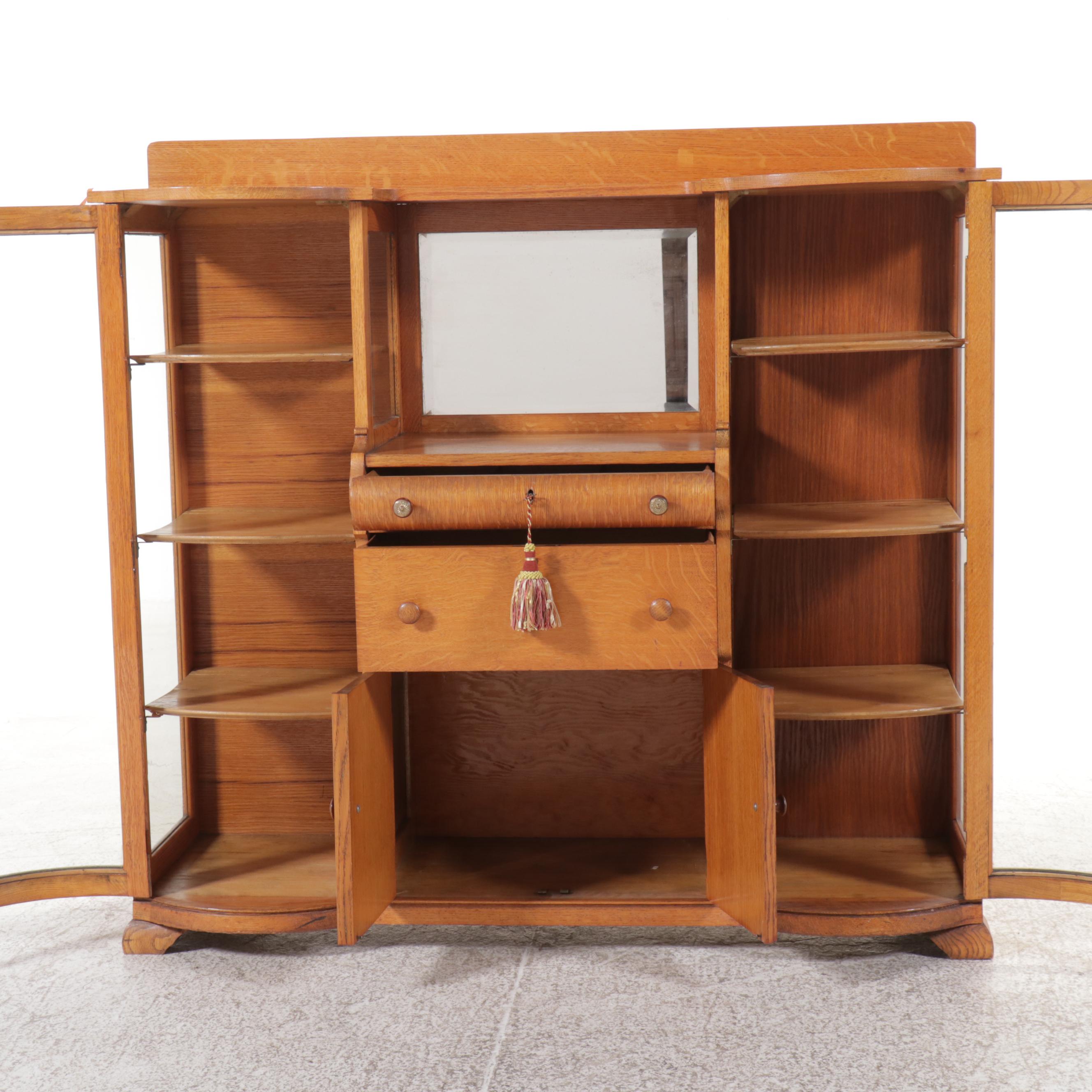 Rockford National Furniture Co. Arts & Crafts Style Oak Display Cabinet