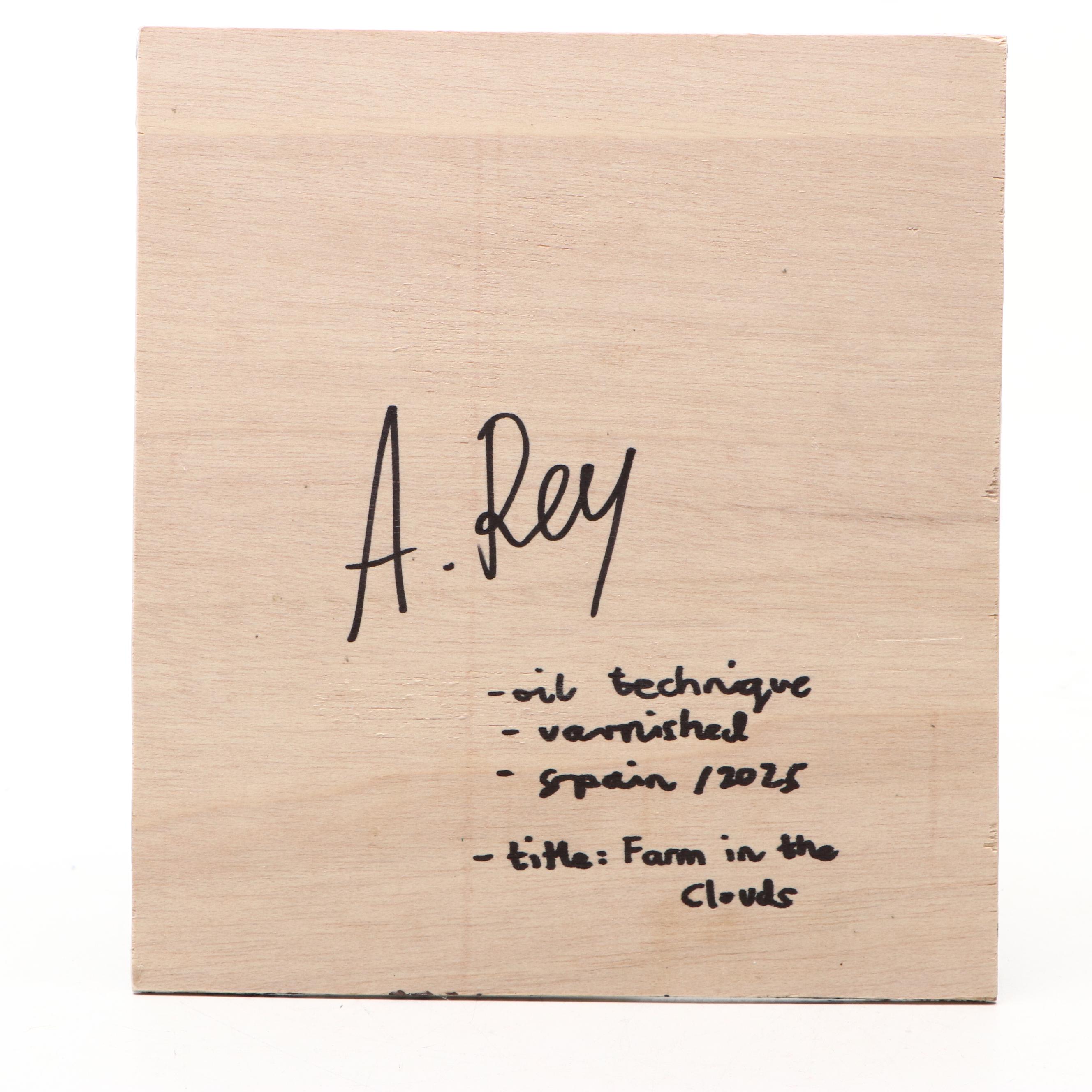 Agnes Rey Rural Landscape Oil Painting "Farm in the Clouds," 2025