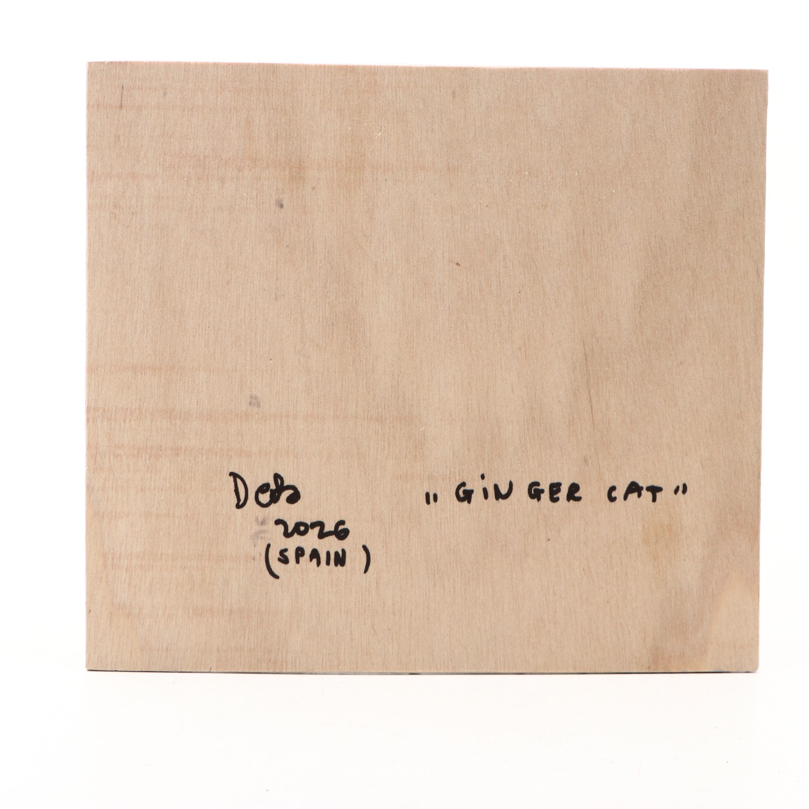 Adam Deda Trompe-l'œil Oil Painting "Ginger Cat," 21st Century