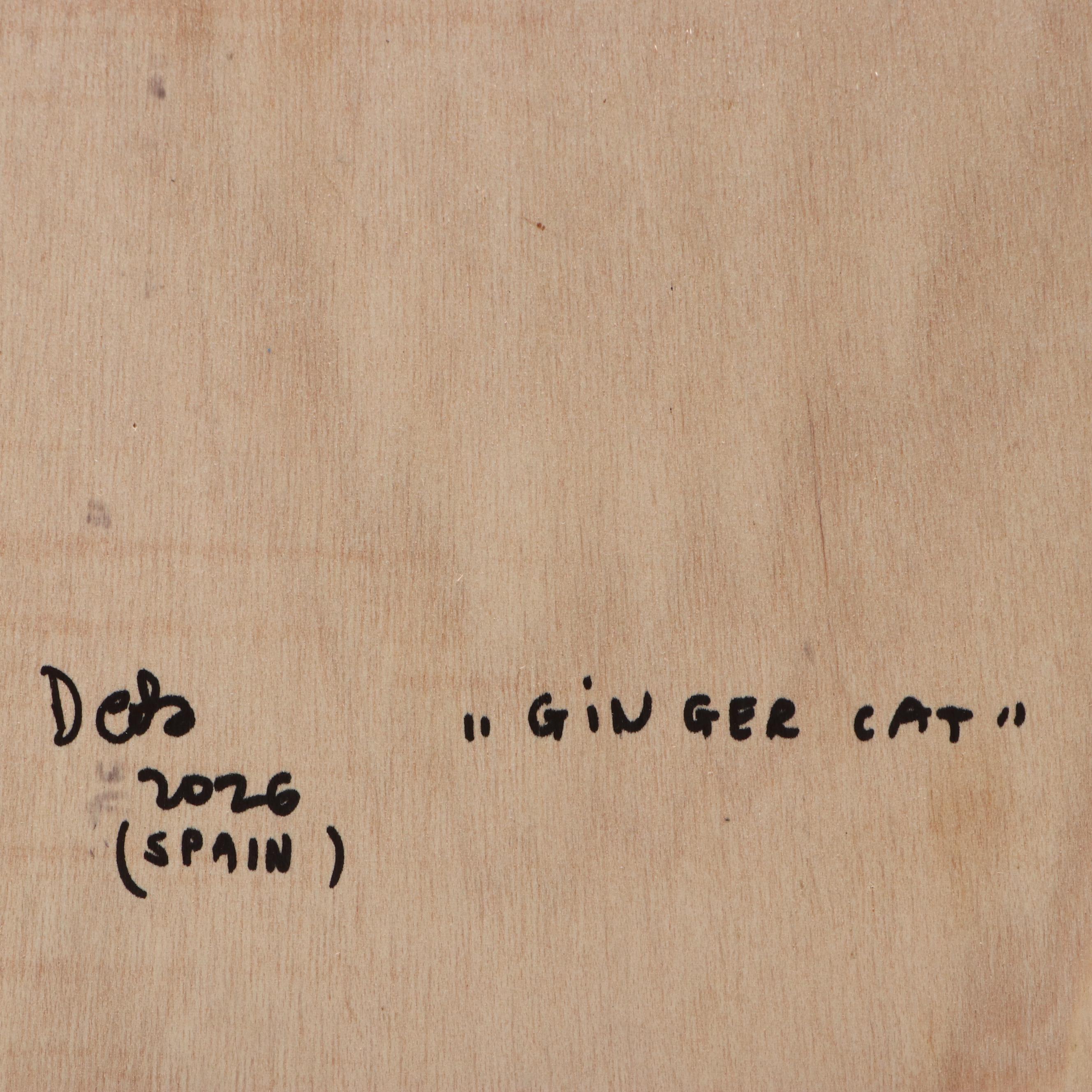 Adam Deda Trompe-l'œil Oil Painting "Ginger Cat," 21st Century