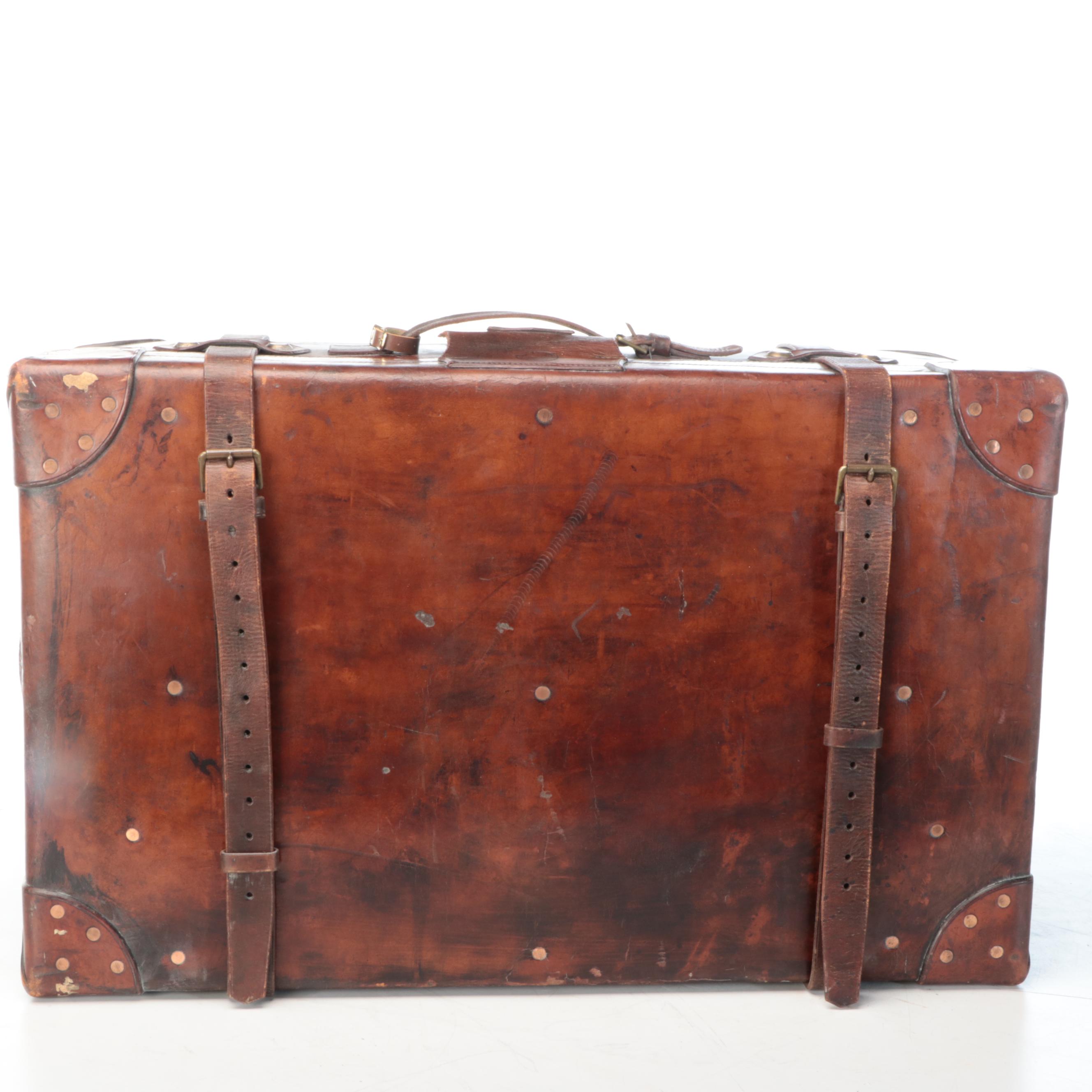 Marsh Leather and Metal Steamer Trunk