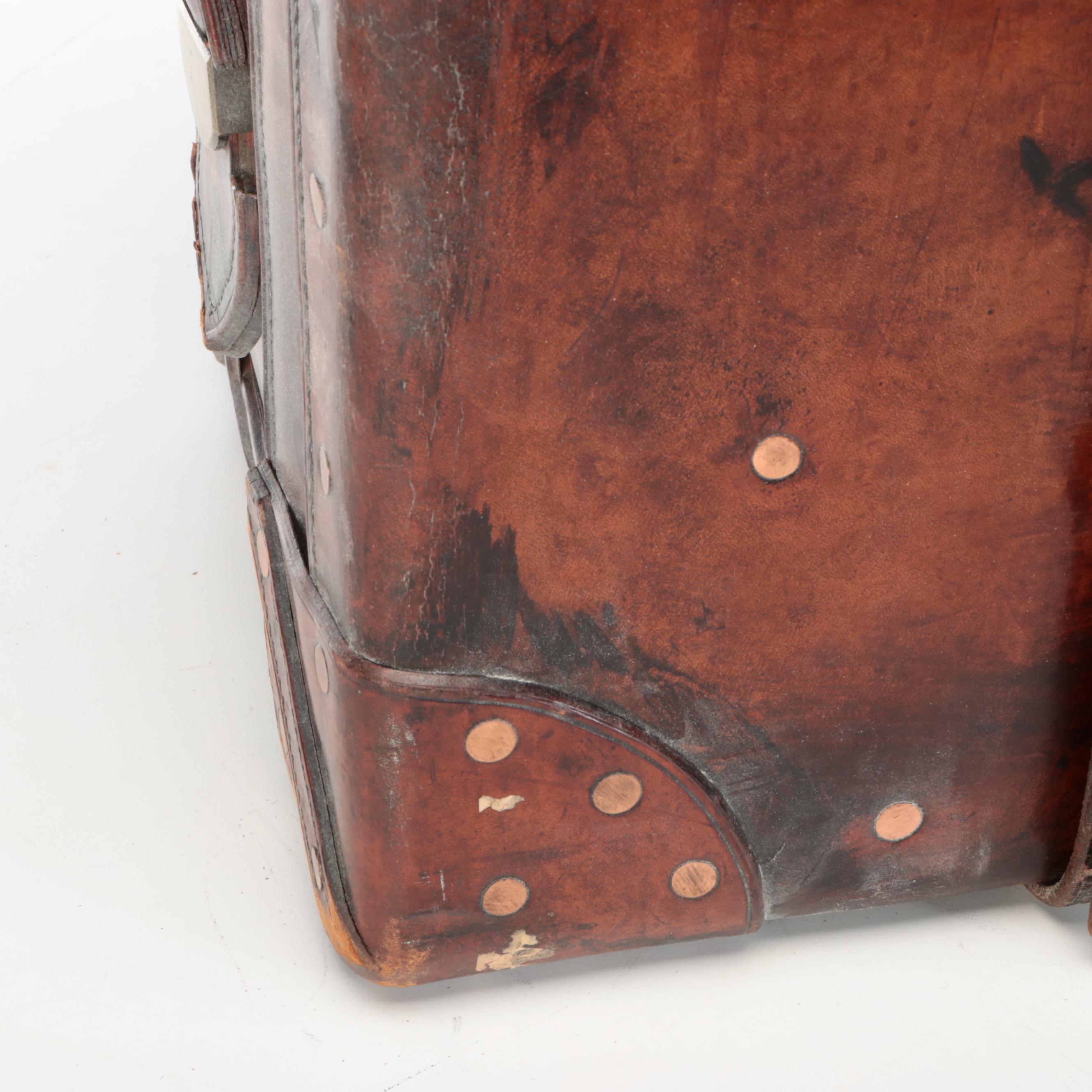 Marsh Leather and Metal Steamer Trunk